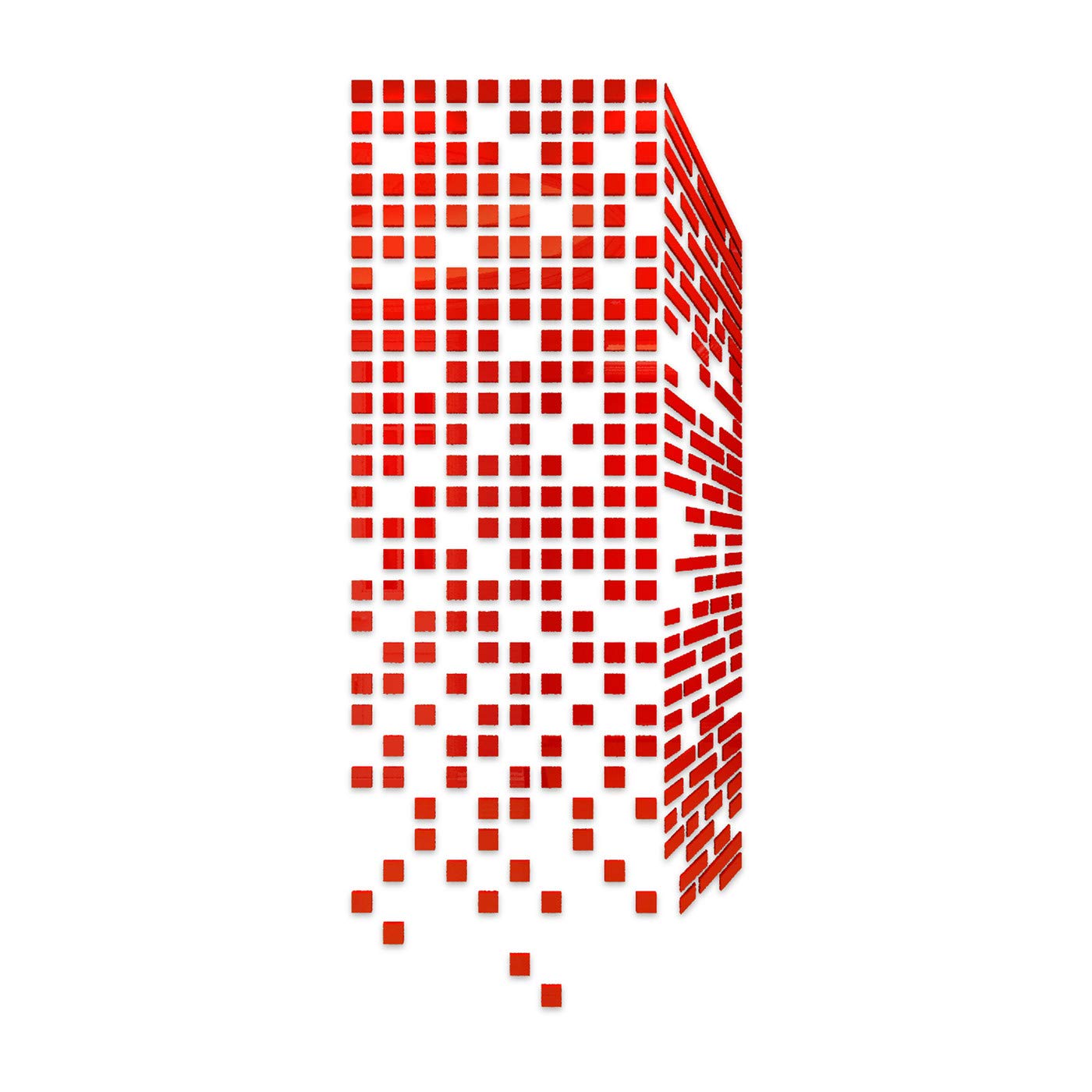 Visual Effect Cubes 3D Acrylic Art Wall Sticker Vinyl Decal Living Room Study Room Office Classroom Party Decoration DIY Home Decor [Crystal Red-Cubes, Cubes:Medium (21.5x51.2inch)]