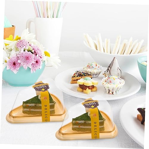 Miniatura 9 de STOBAZA 50 unidades de calcomanías triangulares para tartas y postres de panadería para llevar bodas, cumpleaños y celebraciones para rebanadas de