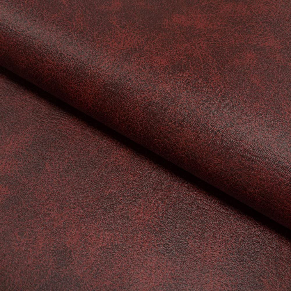 Upholstery Fabric Faux Leather Leatherette Material - Oxblood Red Marble Effect Fabric - 600-730 GSM - 140 cm - 55" - Sold per Metre