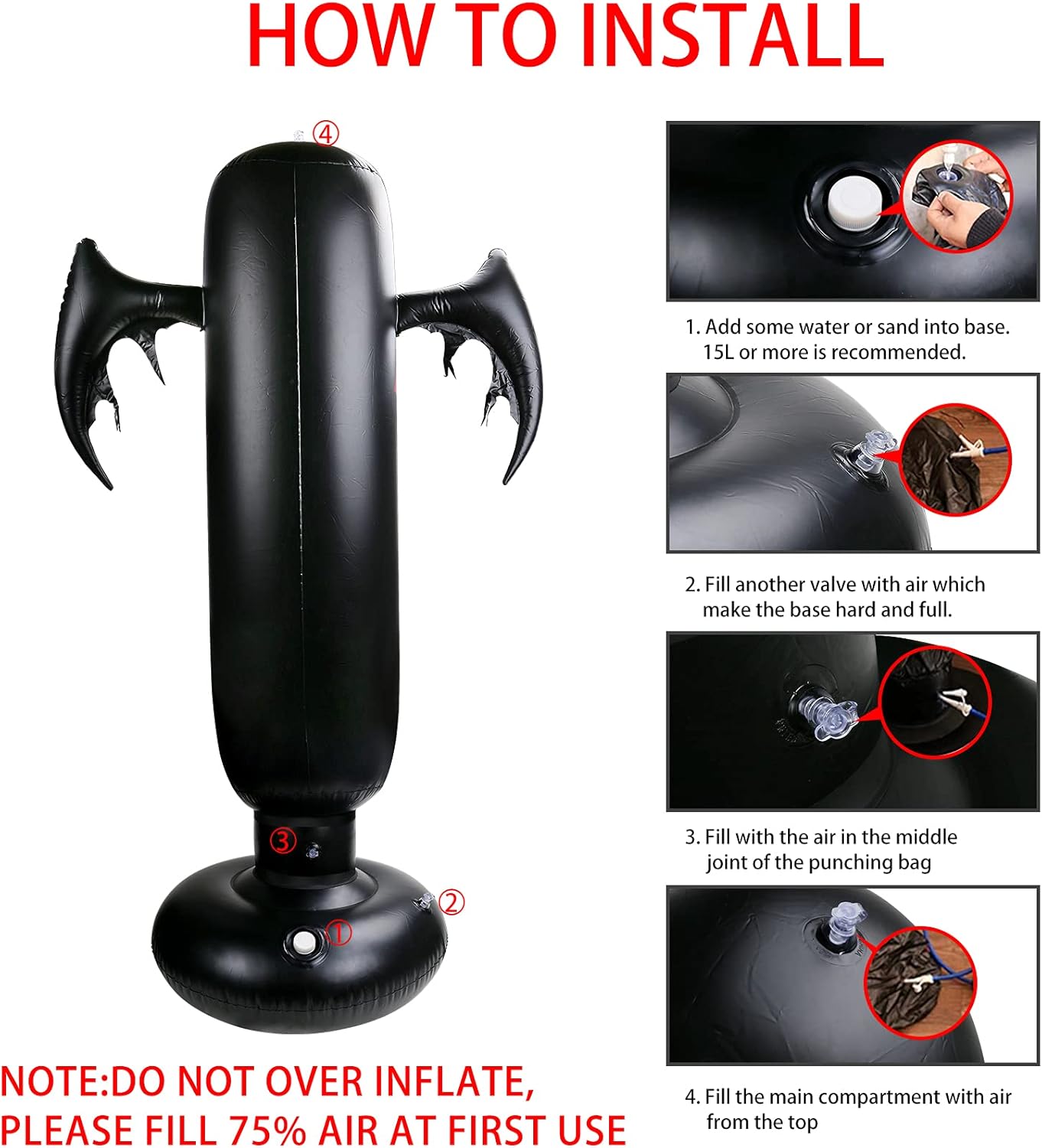 VAlinks Inflatable Kids Punching Bag, 63 inch Kids Boxing Bag with Stand, Freestanding Punching Bag, Speed Focus Bag with Air Pump for Boys Girls Practicing Karate, Taekwondo, MMA : Sports & Outdoors