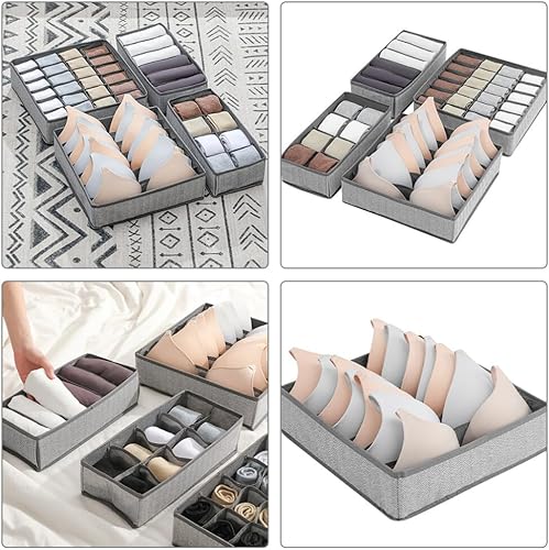 Miniatura 8 de Cabilock Organizador de cajones, 4 unidades, organizador de ropa interior para armario, divisor, organizador de cómoda, caja de almacenamiento