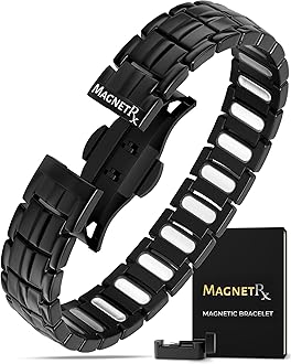 MagnetRX® Magnetic Bracelets for Men - EllipseMAX 5X Strength Mens Magnet Bracelet with 5,000 Gauss Magnets - Designed in USA & Patent Approved - Adjustable Titanium Magnetic Bracelet Men (Black)