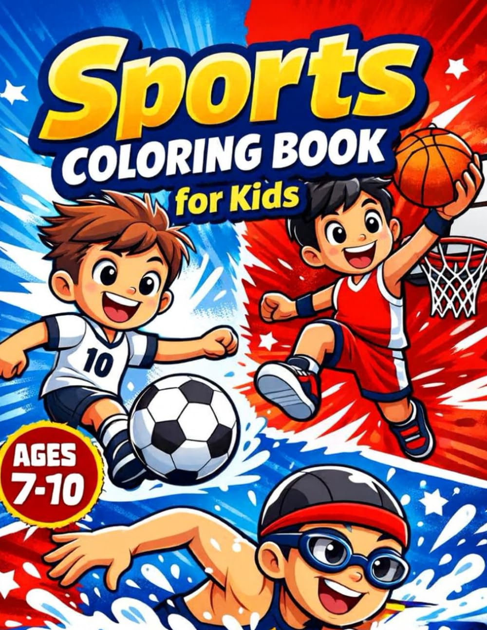 Sports Coloring Book for Kids Ages 7–10