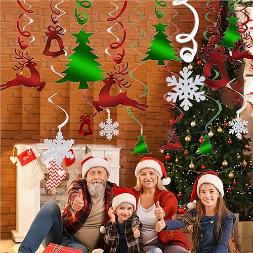 Miniatura 4 de Juego de 60 piezas de remolinos colgantes de Navidad, decoración de remolinos colgantes de Navidad para el hogar, suministros de fiesta de
