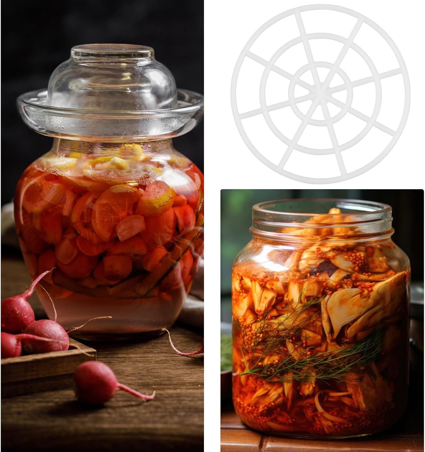 VOSAREA 15pcs Small Pickle Jar Presser Mesh For Fermentation Plastic Fermenting Mesh Helper Press Tool For Pickling Sauerkraut And Home Brewing