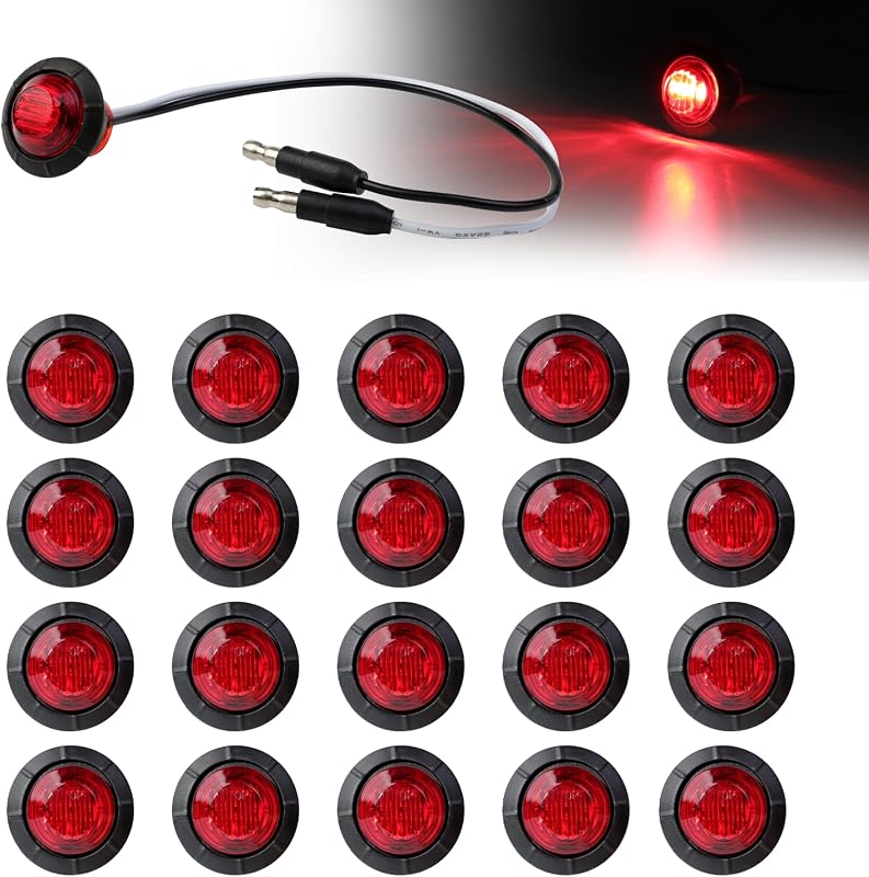 Luzes Laterais Redondas LED Ledvillage 12 V para Sinalização e Marcação – Kit com 20 unidades
