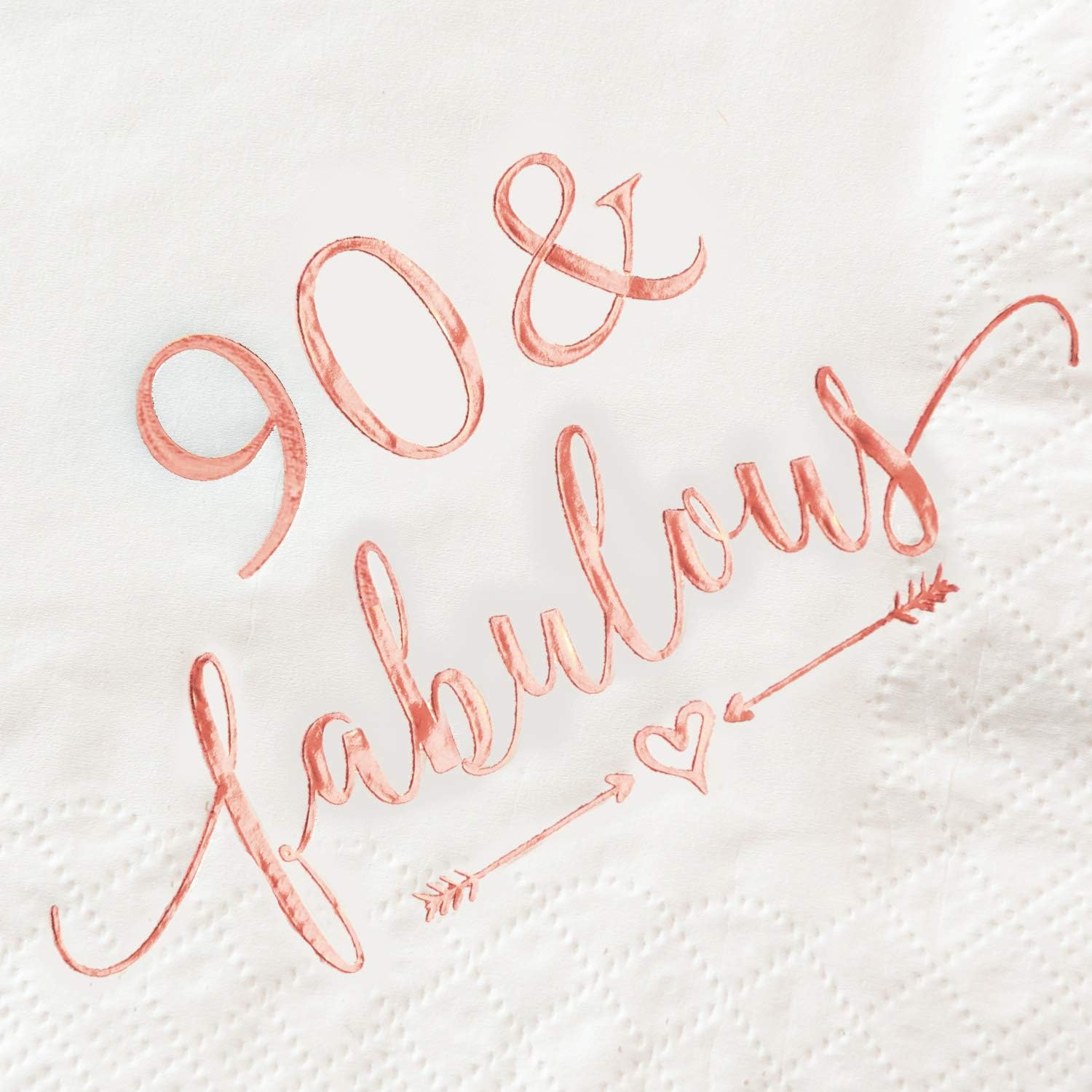 Crisky 90 and Fabulous Cocktail Napkins Rose Gold for Women 90th Birthday Decorations, 90th Birthday Bevergae Dessert Cake Table Supplies, 50Pcs, 3-Ply - Image 4