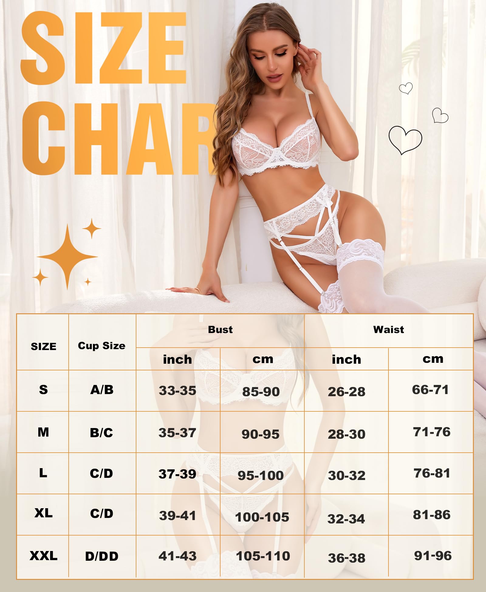 RSLOVE Set di lingerie da donna, biancheria intima da donna, sexy, set di reggiseno, set da 3 pezzi