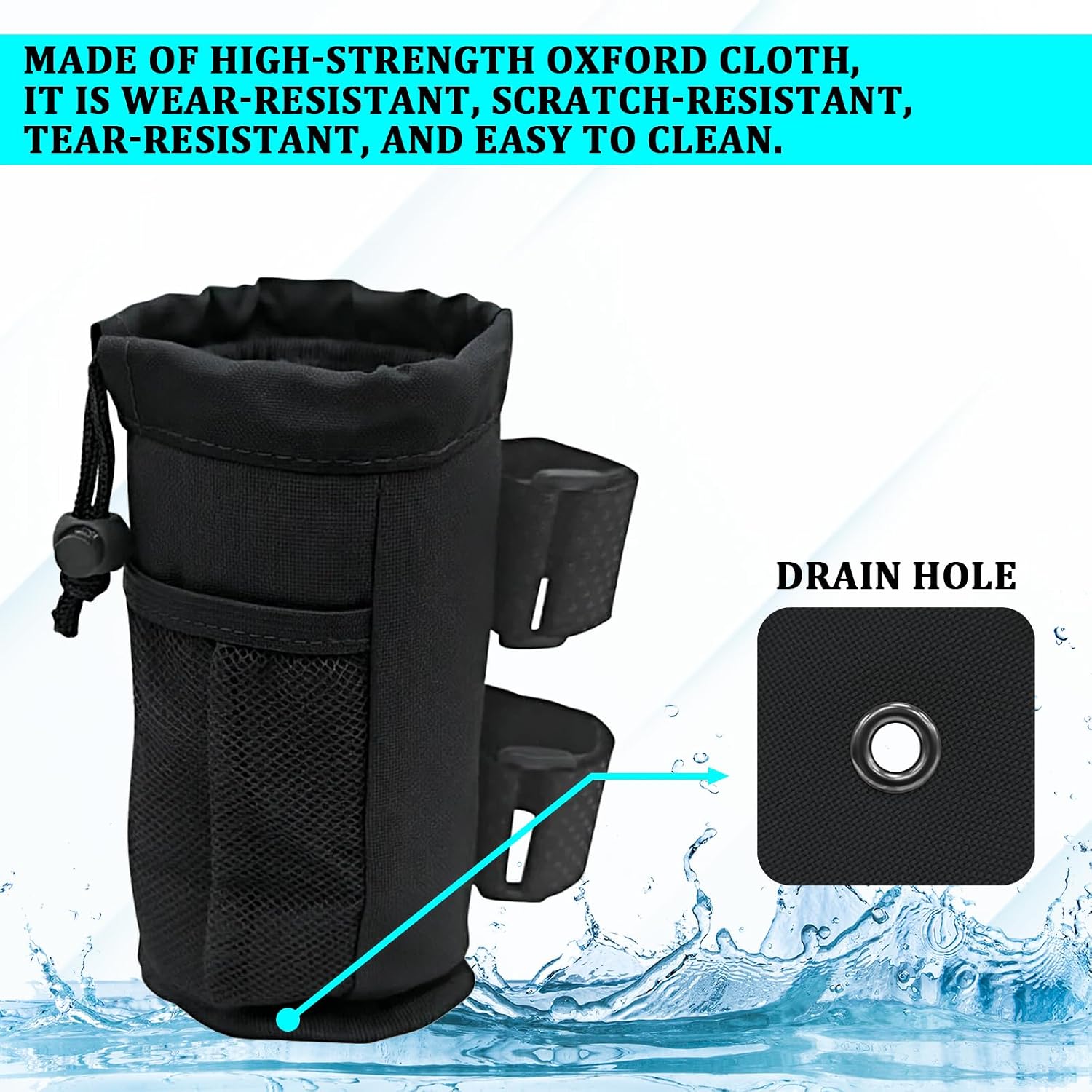 Cup Holder Handlebar Water Bottle Holder with Removable Fastener Strap for Bike Walker Wheelchair Motorcycle Boat Bicycle Electric Scooter Ebike Stroller Beach Drink Organizer Accessories （Black image 4