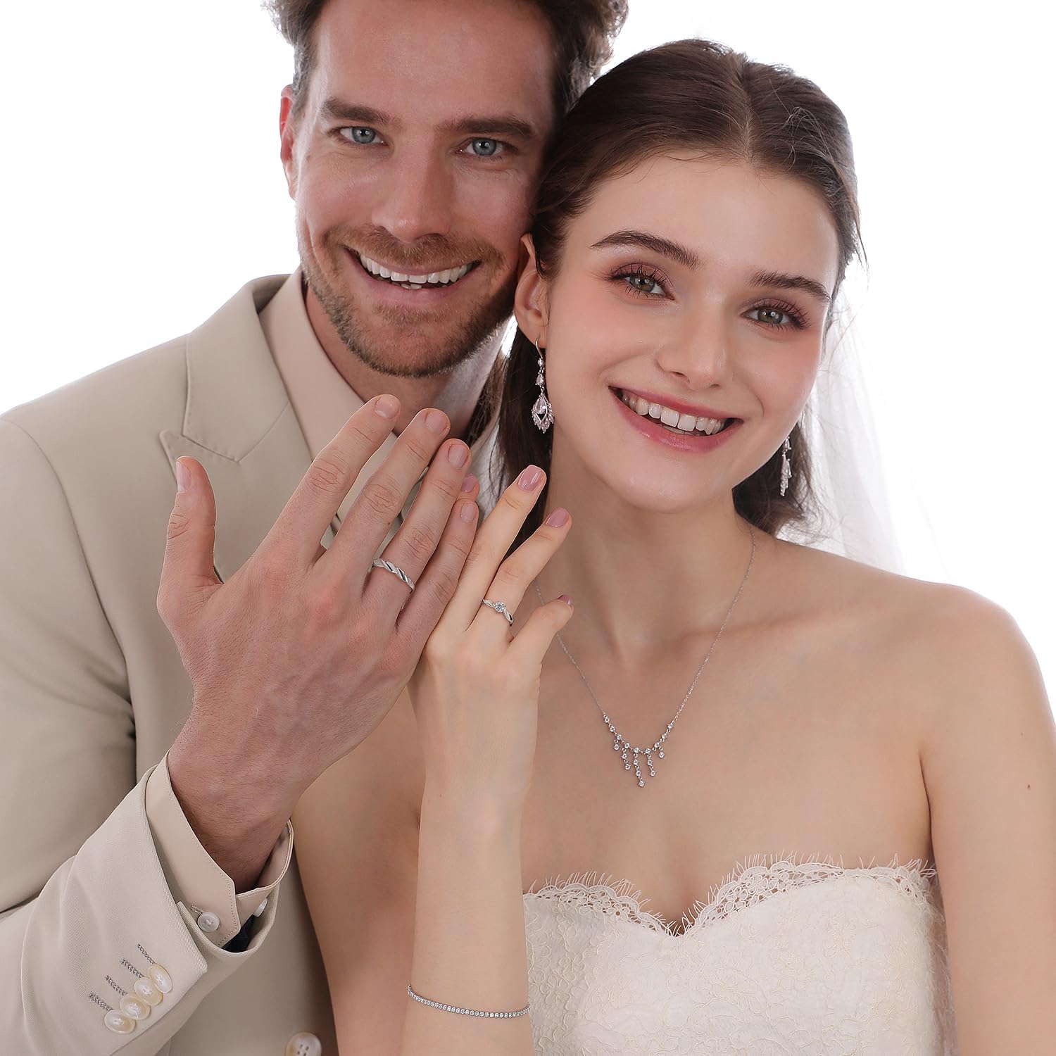 Meissa Engagement Rings for Women Sterling Silver Wide Wedding Ring Set for Men and Women Twist Couple Rings Matching Cubic Zirconia Rings for Anniversary