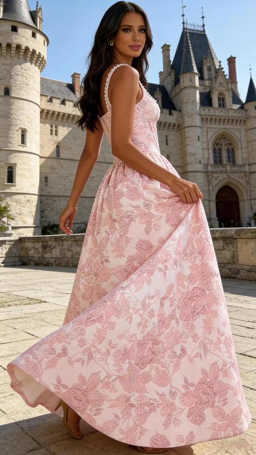 Ouyisha Floral Satin Prom Dress Pearl A Line Jacquard Corset Long Ball Gown for Teens with Pockets 2026 - Image 3