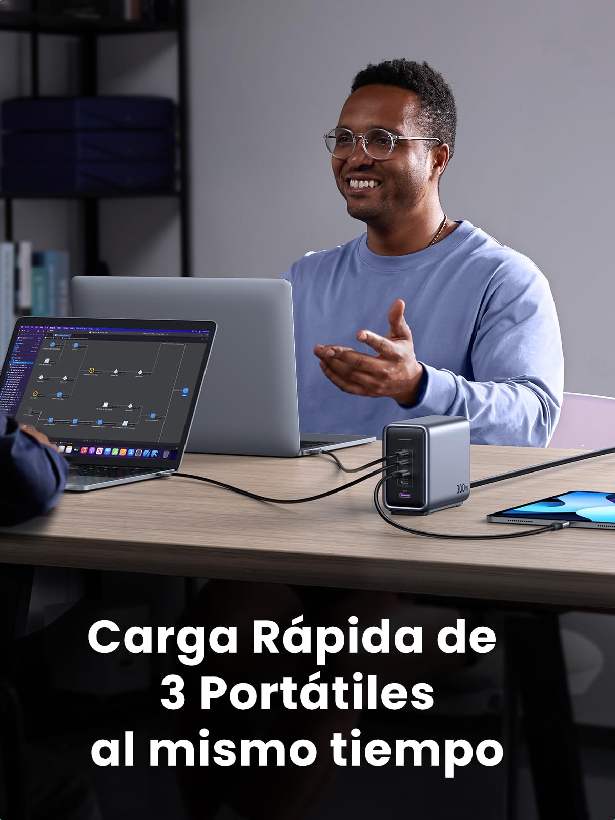 UGREEN Nexode 300W Cargador USB C con 240W Cable de 1,5M | PD 3.1 5 Puertos PPS 45W Compatible con MacBook M5 iPad iPhone 17 Pro Max Air 16 15 14 13 Galaxy S26 25 24