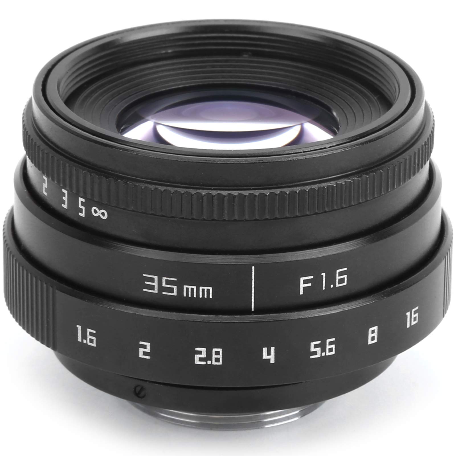 Obiettivo ad ampia apertura, attacco C F1.6 da 35 mm, vetro ottico in lega di alluminio, multistrato MC, messa a fuoco fissa manuale, accessorio per obiettivo fotocamera ritratto (nero)