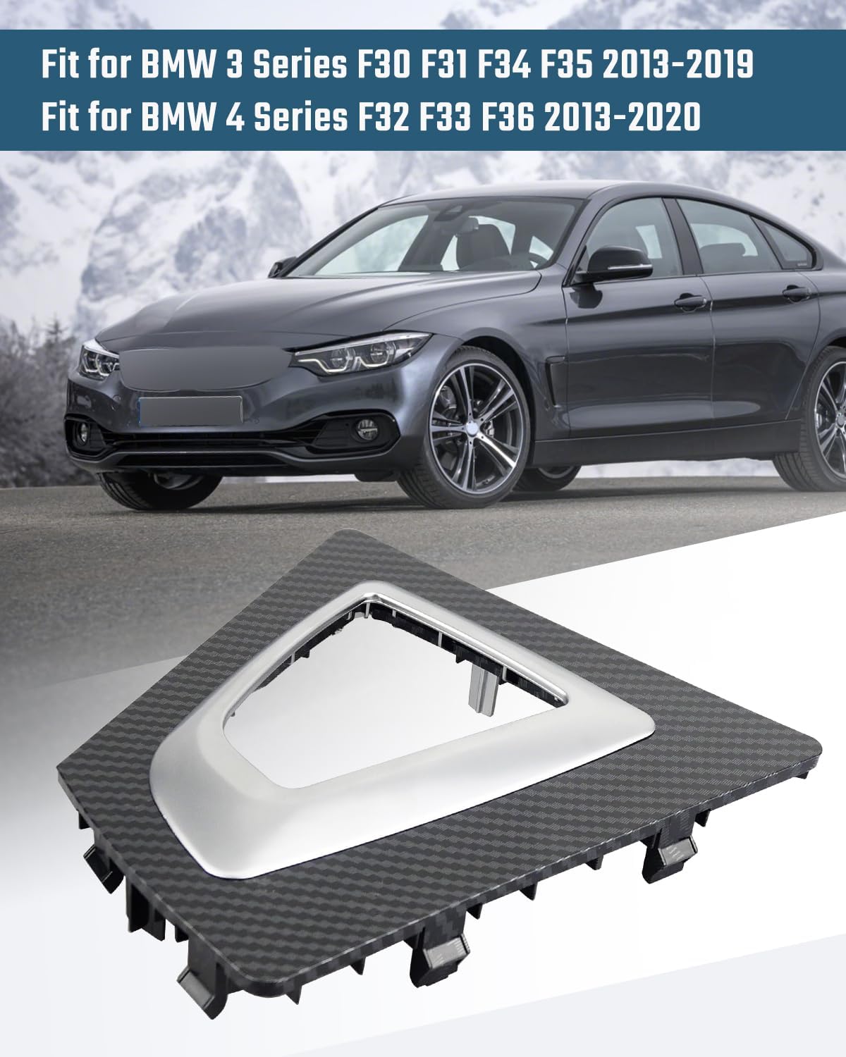 Gear Shift Frame Cover Replace 51169234131 Fit for BMW 3 Series F30 F31 F34 F35 2013-2019 Fit for 4 Series F32 F33 F36 2013-2020, Carbon Fiber Pattern Control Panel Trim