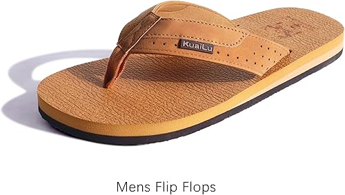 Miniatura 7 de KuaiLu - Sandalias de cuero para hombre con soporte para el arco, plantilla de yoga, cómodas, de pata de gallo, antideslizantes