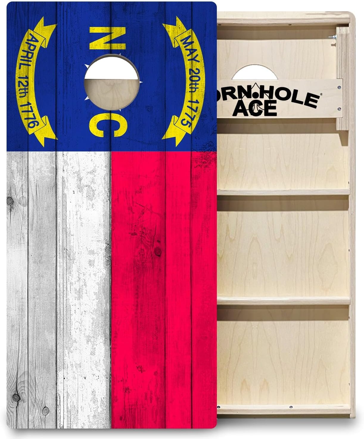 CornholeAce ACE PRO State Flags Professional Cornhole Boards - No Bounce! Triple Wide Legs, 3/4" Baltic Birch Plywood, Handles, Regulation Size (4x2ft), Tournament Style, Made in USA