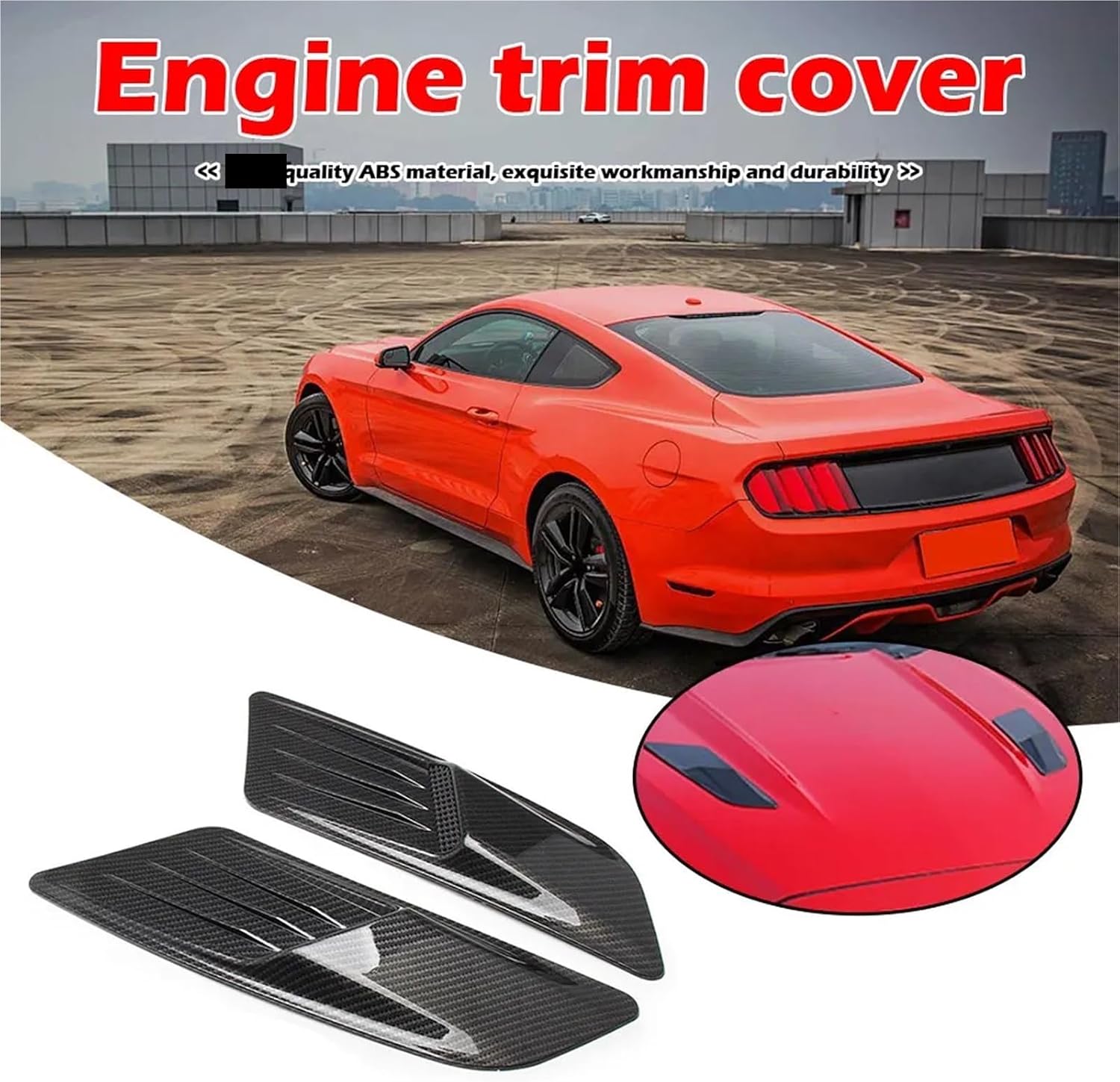 2 Pcs Car Hood Vents Glossy Black/Carbon Fiber Car Hood Air Flow Intake Scoop Front Engine Hood Compatible with Ford Mustang 2015 2016 2017(Camouflage)