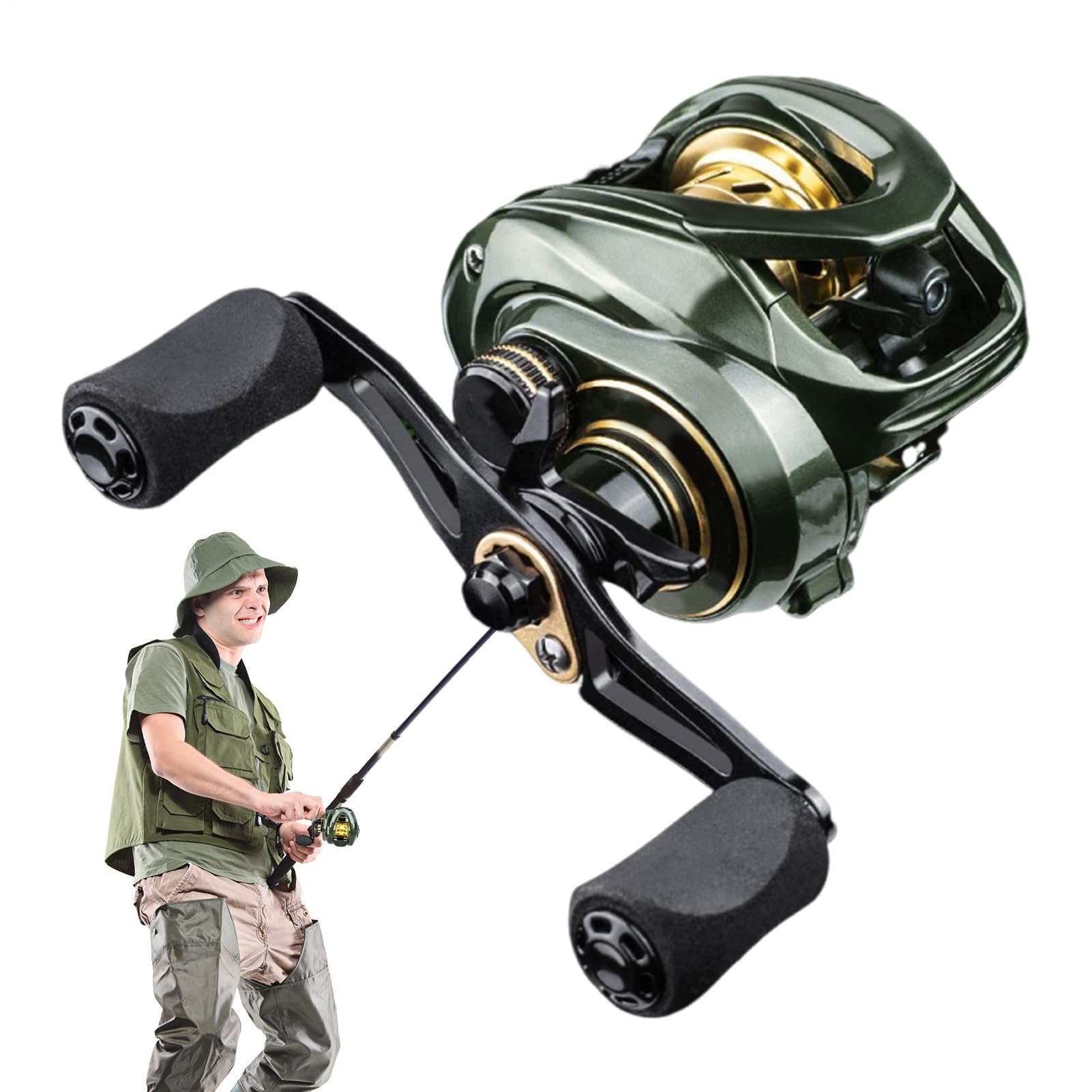 Kołowrotki Baitcaster Stopowy Kołowrotek Z Maksymalnym Hamulcem 8Kg | Ergonomiczny Kołowrotek Bait Feeder Dla Początkujących Entuzjastów Dorosłych