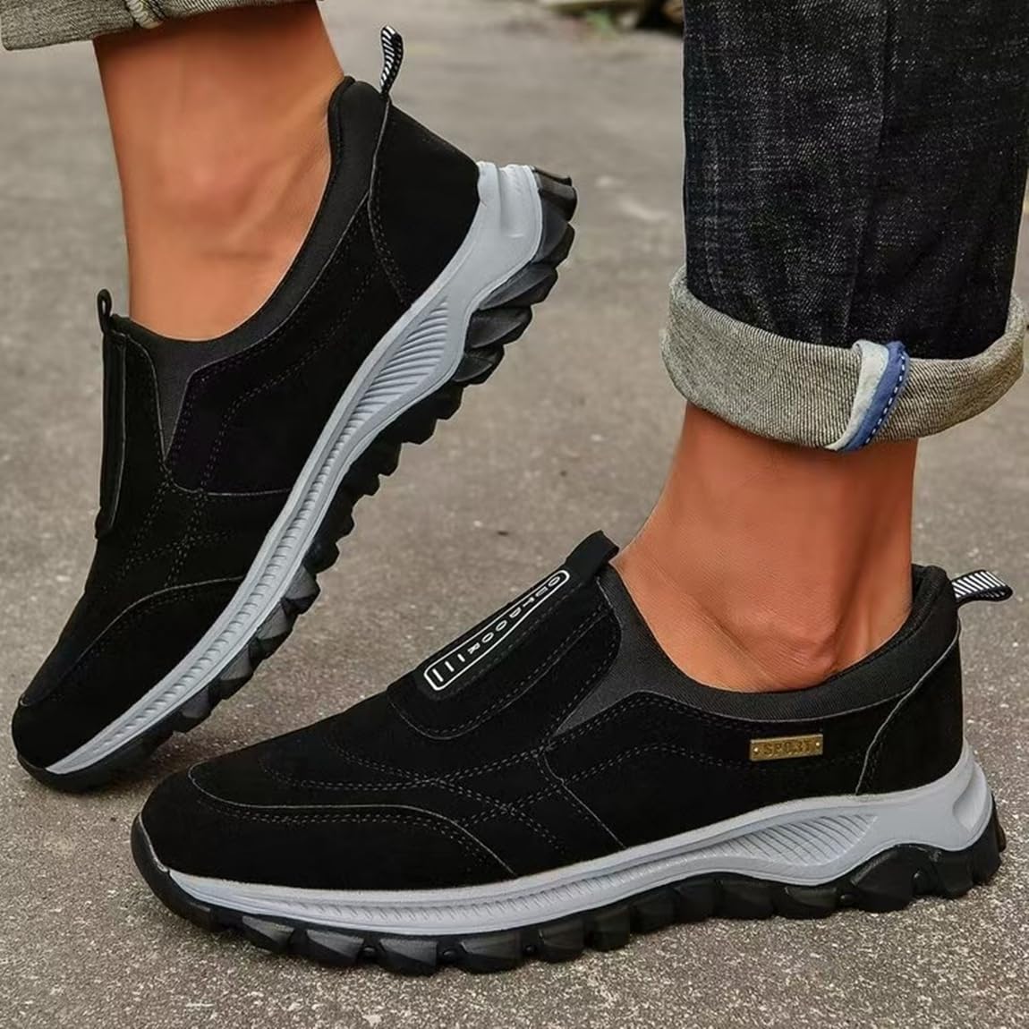 Męskie buty trekkingowe wsuwane zamszowe trampki wsuwane wygodne buty turystyczne na zewnątrz