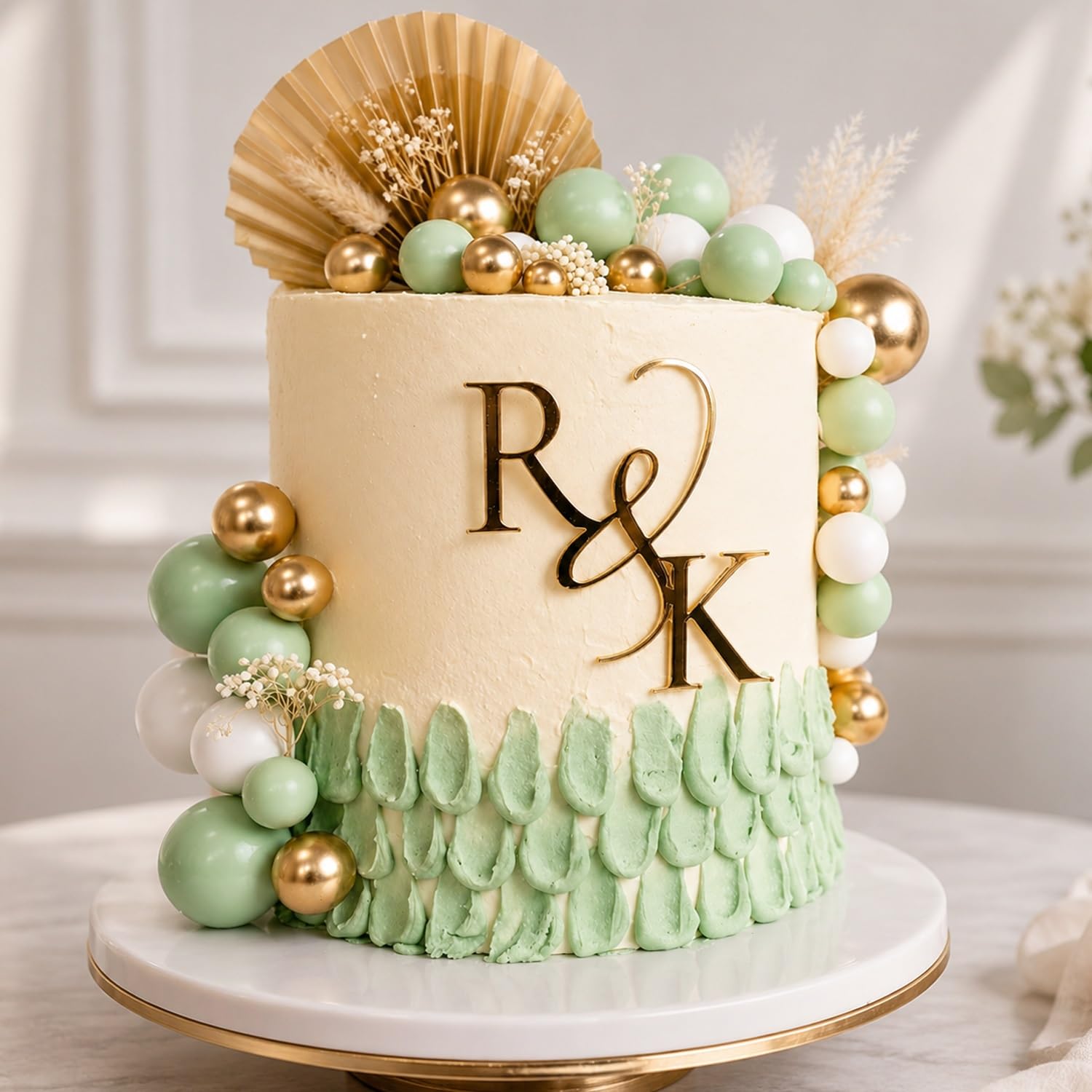 Custom Initials Cake Charms - Modern Personalized Mirror Gold Monogram Topper For Wedding, Engagement Party, Elegant Acrylic Letter Decoration