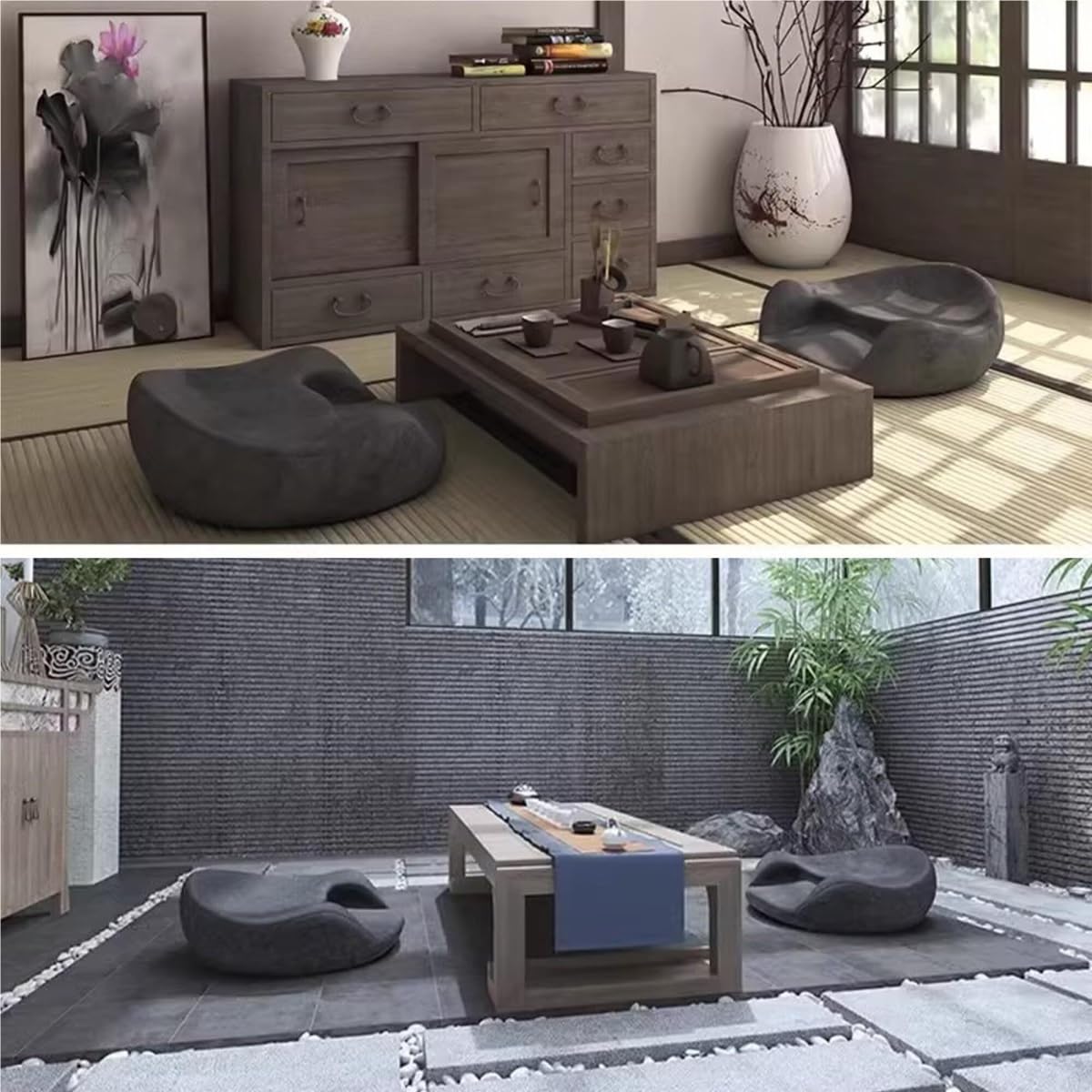 Cojín ergonómico de meditación, cómodo cojín de Suelo, Asiento Grande y Grueso, Asiento de Ante for práctica de Yoga y atención Plena, Espuma viscoelástica, Soporte de Espalda Curvado(White)