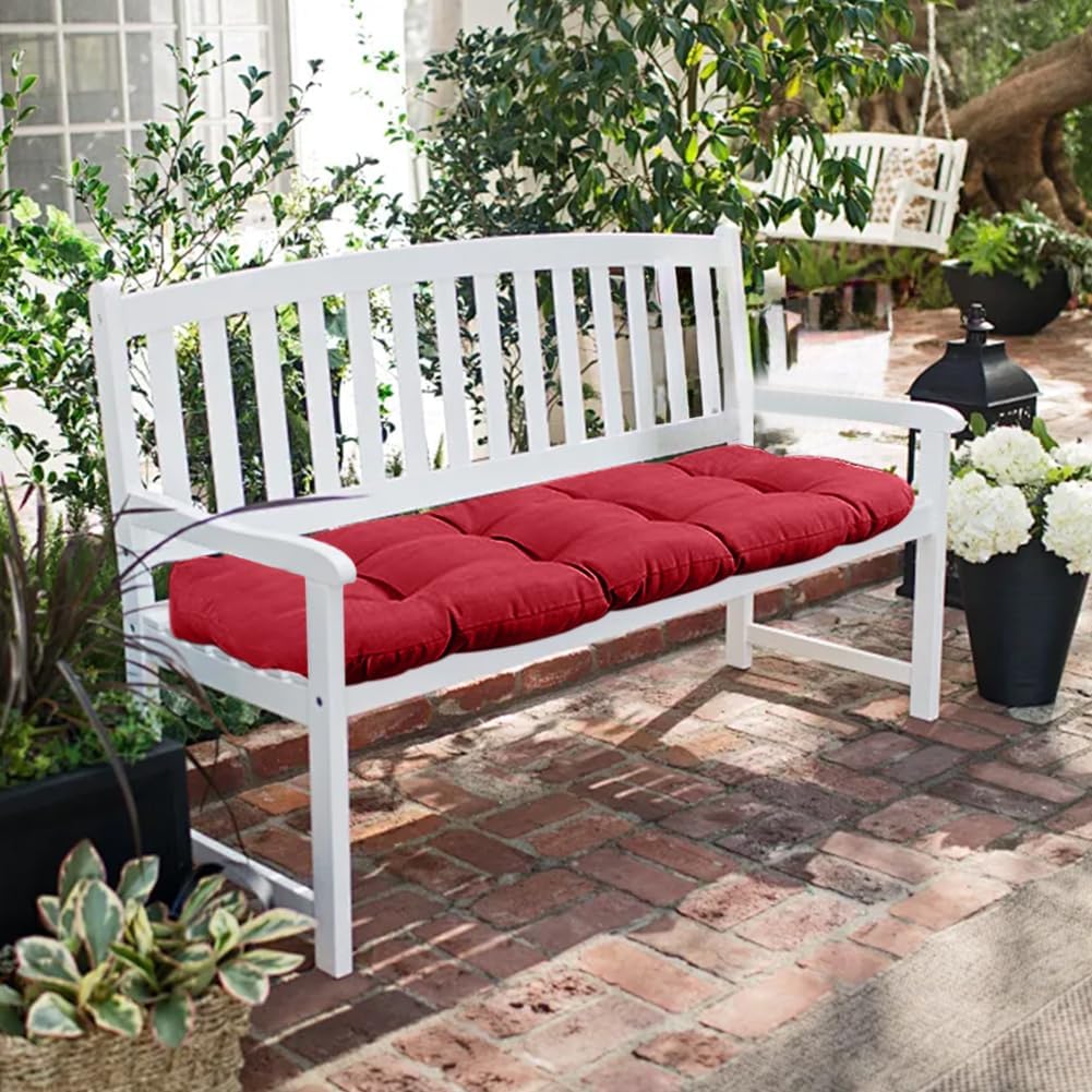 Outdoor Bench Cushion 48X19 Inch Patio Chair Cushions Tufted Porch Swing Cushions Patio Bench Cushion with High Elasticity PP Cotton for Indoor/Outdoor (Red)