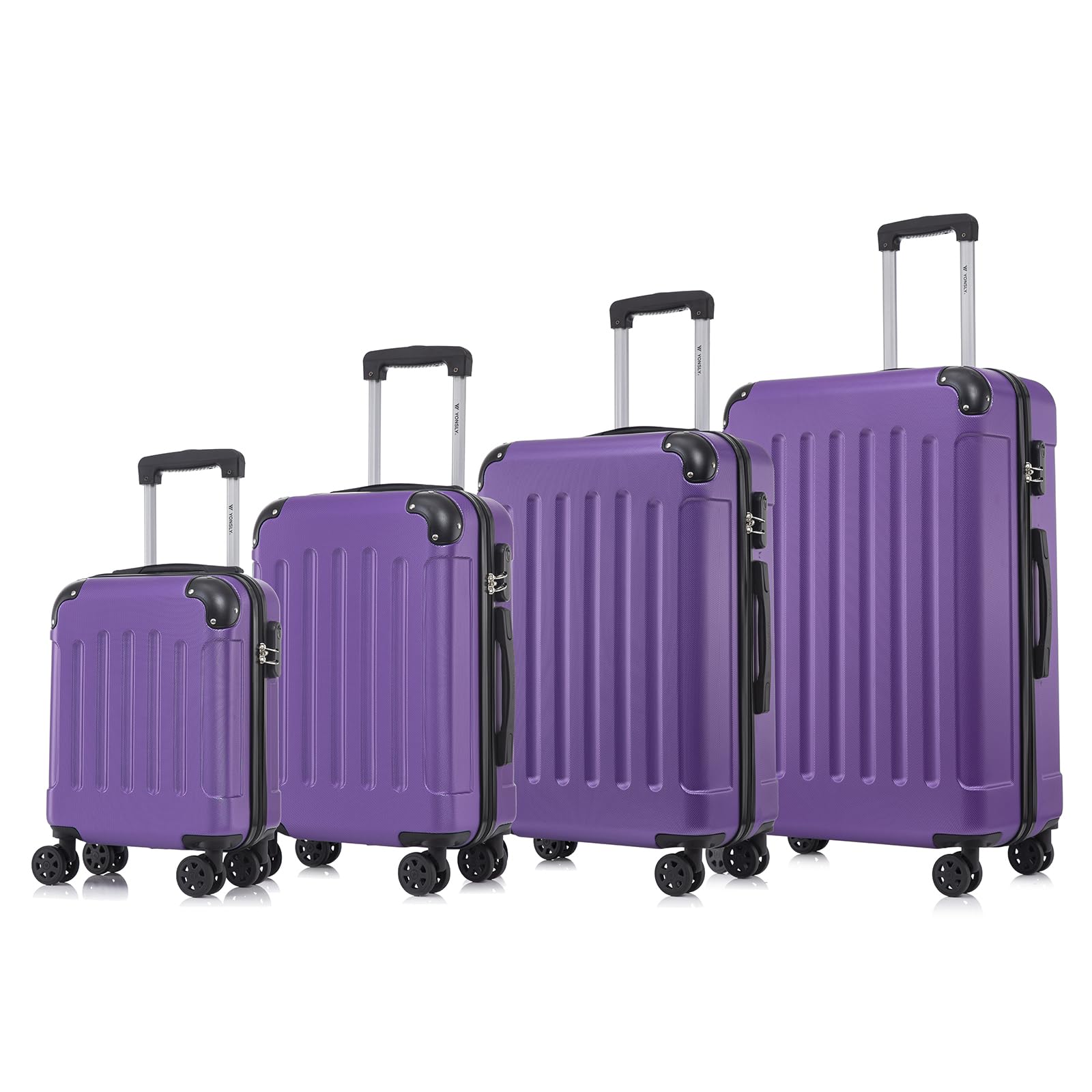 yonsly Koffer Suitcase, Trolley Reisekoffer, Rollkoffer Handgepäck mit 4 Rollen 360°, ABS Hartschalen, Sicherheitsschloss, Weicher Gummigriff, 210D-Futter