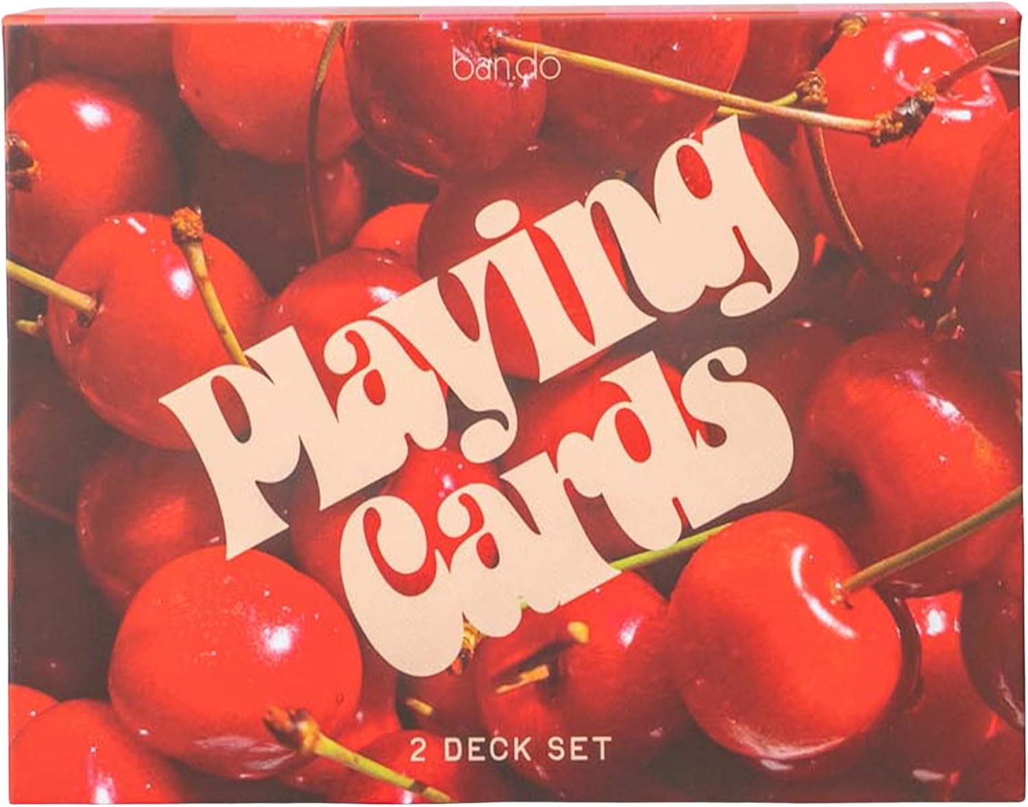 ban.do 2 Decks of Playing Cards, 52-Count Standard Card Deck with Case, Cute Playing Cards in Decorative Storage Box (Cherry Stripe)