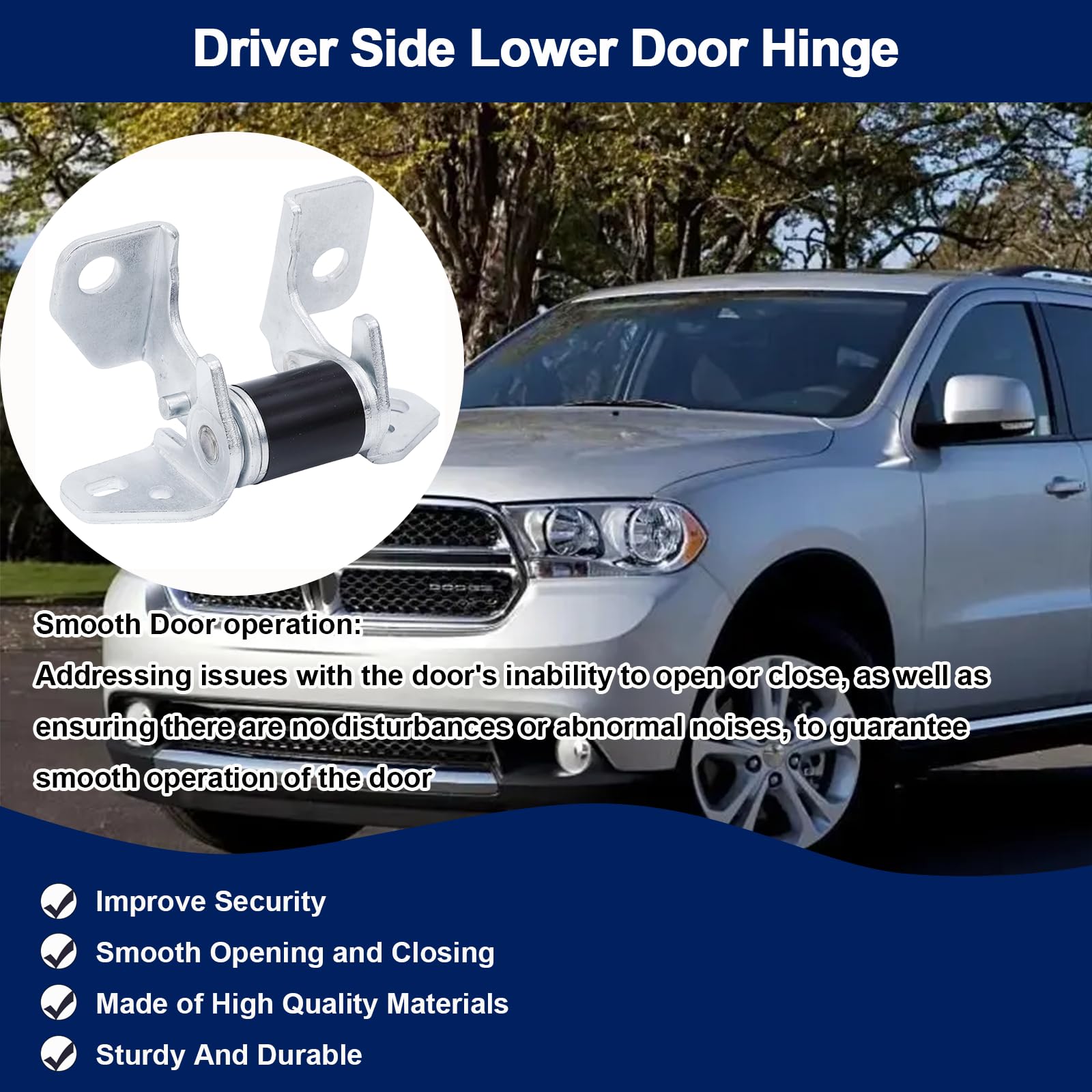 Unteres Türscharnier für Fahrerseite, kompatibel mit Jeep Grand Cherokee 2013–2024, Dodge Durango Charger Chrysler 300, ersetzt #55113665AI
