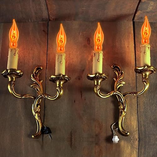 Miniatura 4 de Bombillas de llama de Navidad, paquete de 12 bombillas de vela de Navidad, bombillas rojas y amarillas C18 de 1 vatios120 voltios para interiores y