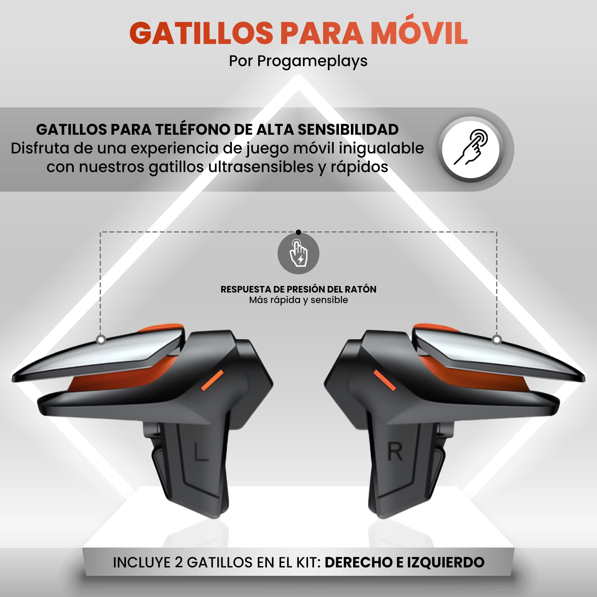 Progameplays Phone Triggers Controller Compatible con iPhone/Android, Disparar y Apuntar Sensible L1 & R1 Pubg Trigger (T1)