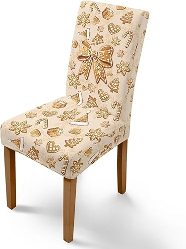 Miniatura 25 de Rnyleeg Juego de 1 fundas de asiento de Feliz Navidad para sillas de comedor, fundas elásticas suaves y cómodas para sillas de comedor con estampado
