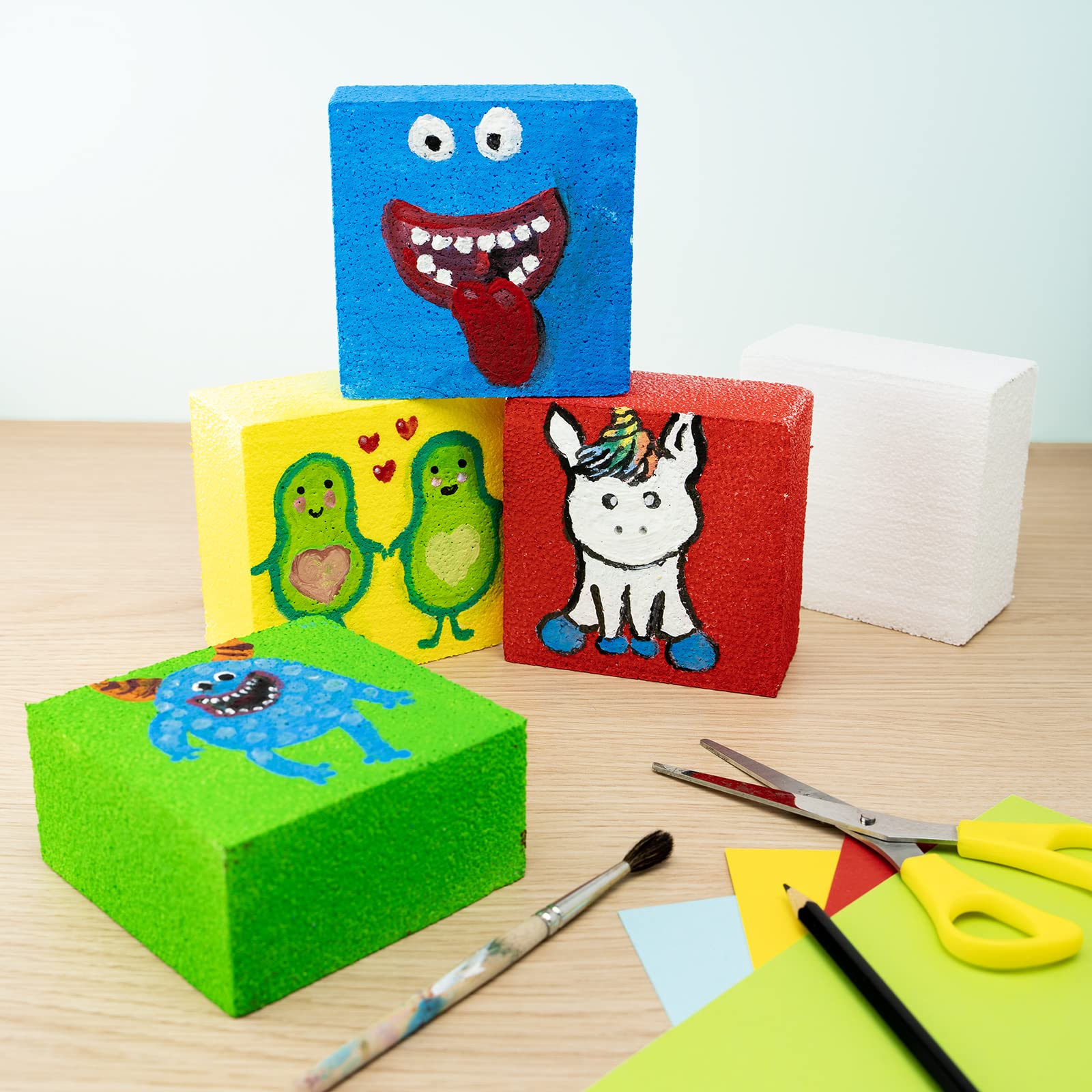 6 Blocs Polystyrène Rectangulaires - 20x10x5 Cm - Blanc - Pour Bricolage, Modélisme Et DIY