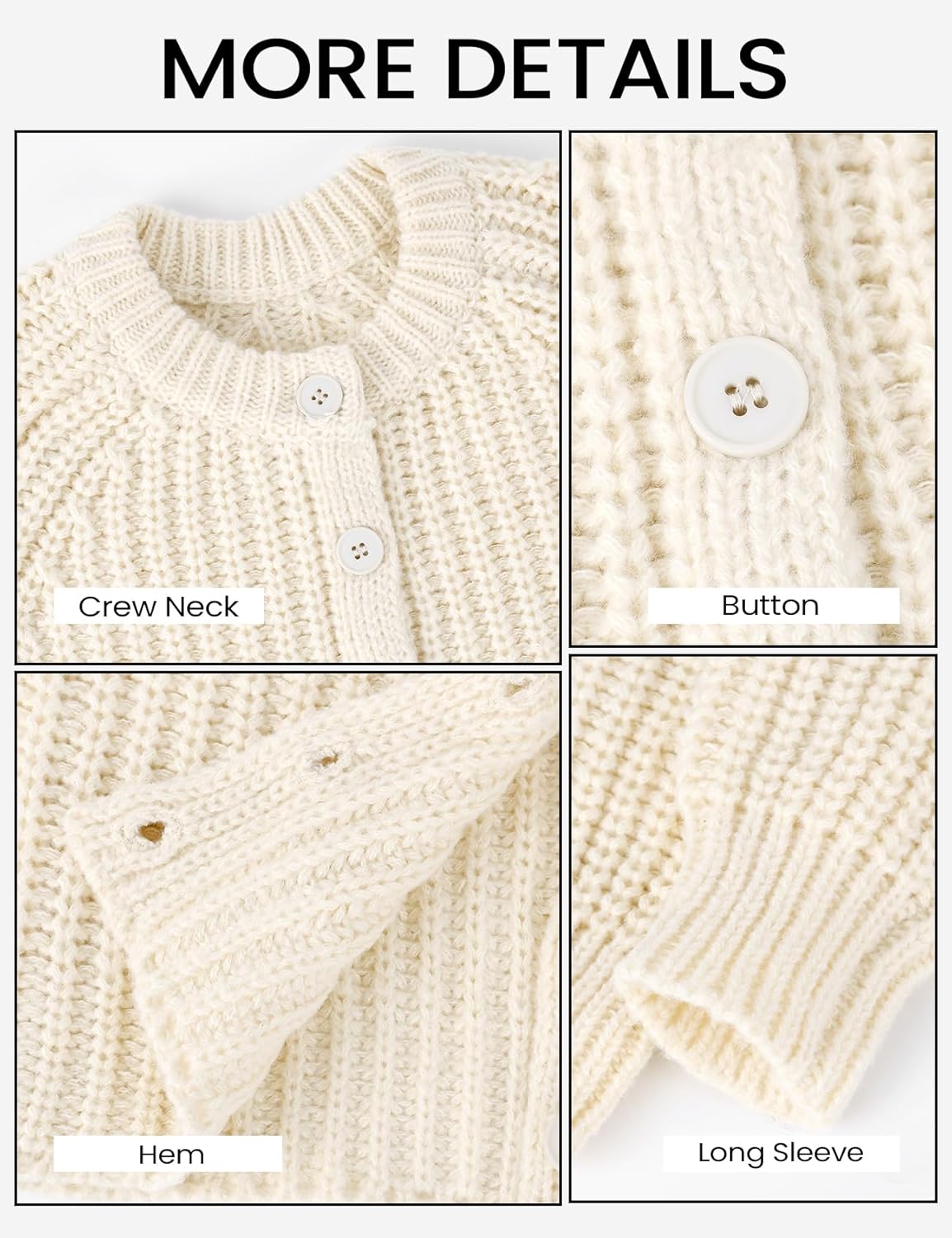 Wyeysyt Girls Cardigan Button Down Long Sleeve Chunky Knit Sweater Fall Open Front Cute Cardigan Coat - Image 6