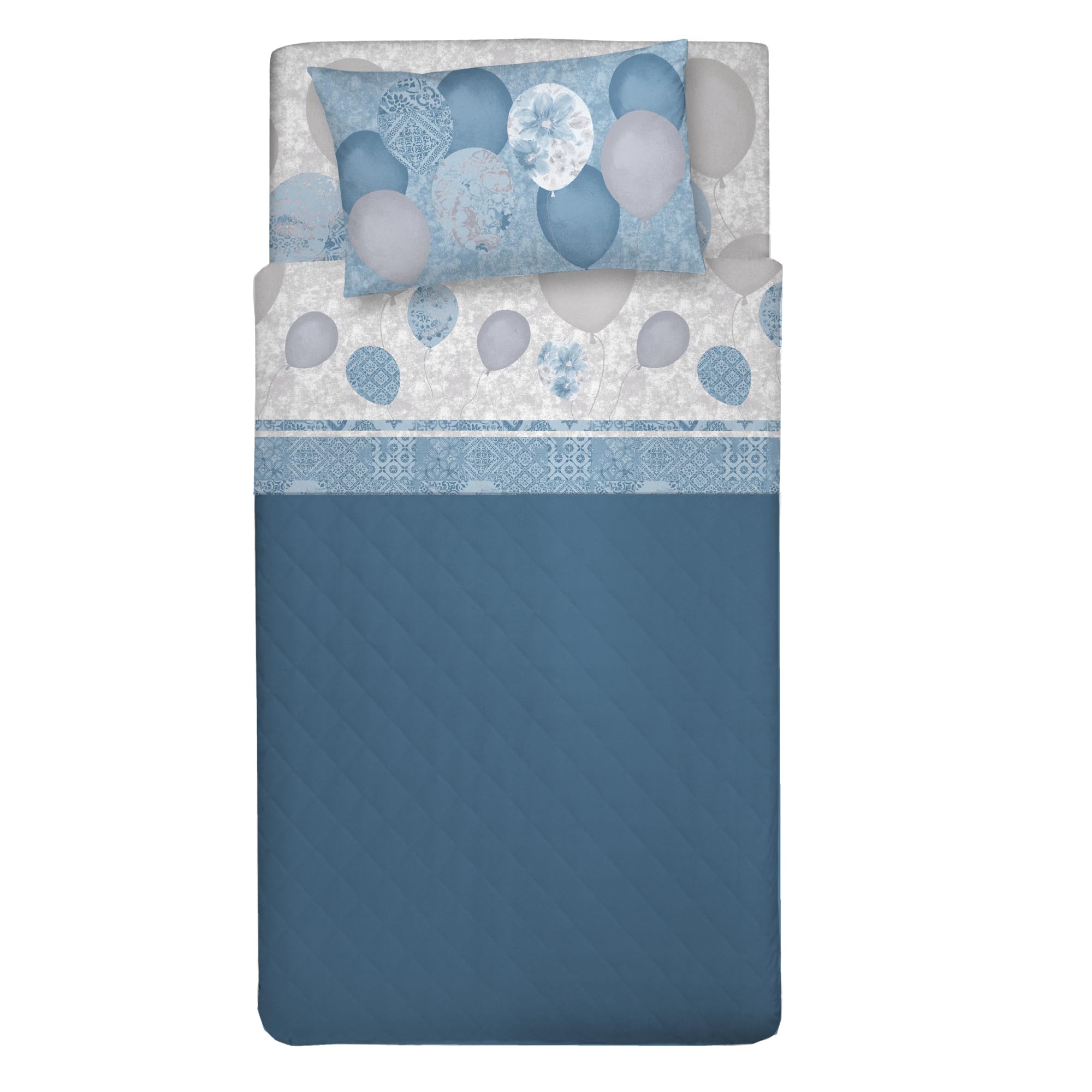 PENSIERI DELICATI Komplet pościeli jednoosobowej 100% bawełna, komplet pościeli na łóżko jednoosobowe 90 x 200 cm, z prześcieradłem wierzchnim i 1 poszewką na poduszkę, wyprodukowano we Włoszech, wzór