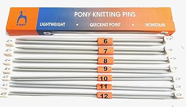 Artonezt Light Weight Single Point Knob Aluminium Knitting Pins/Knitting Needles Combo (Grey, Size No. 6 to 12, Length 25cm)