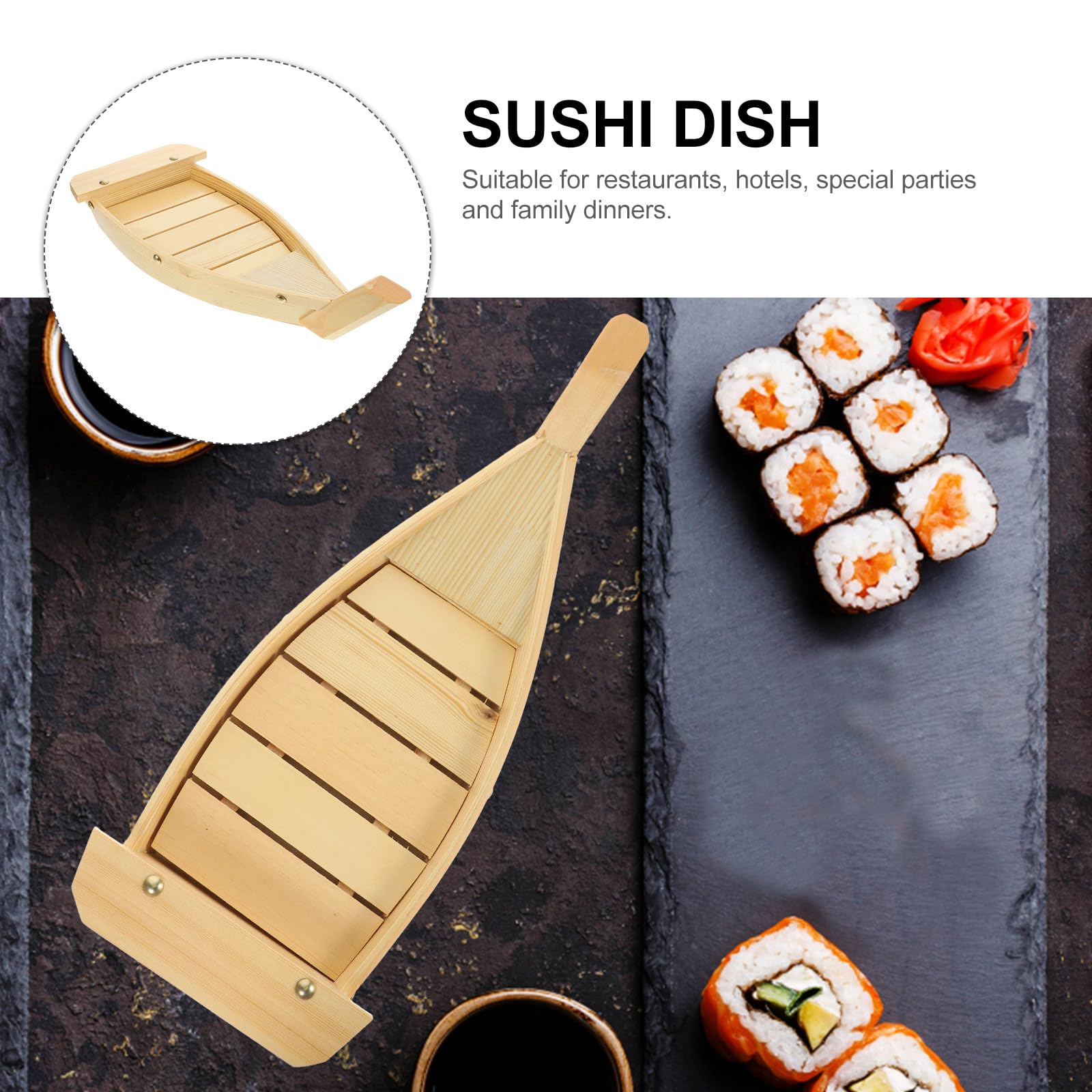 Bateau Sushi en Bois, Plat Japonerie pour Service de Sushi et Rangement