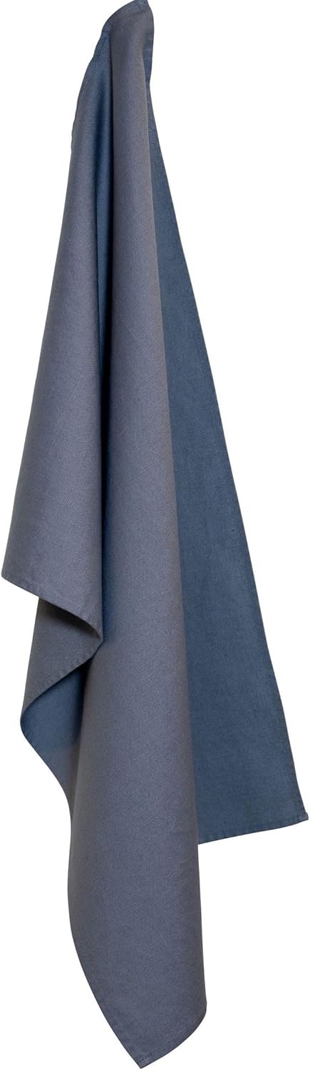 Solwang Linen Tea Towel Washed + Softened | 100% Oeko-Tex Linen 27" x 20" | Made in India (Dusty Aqua)