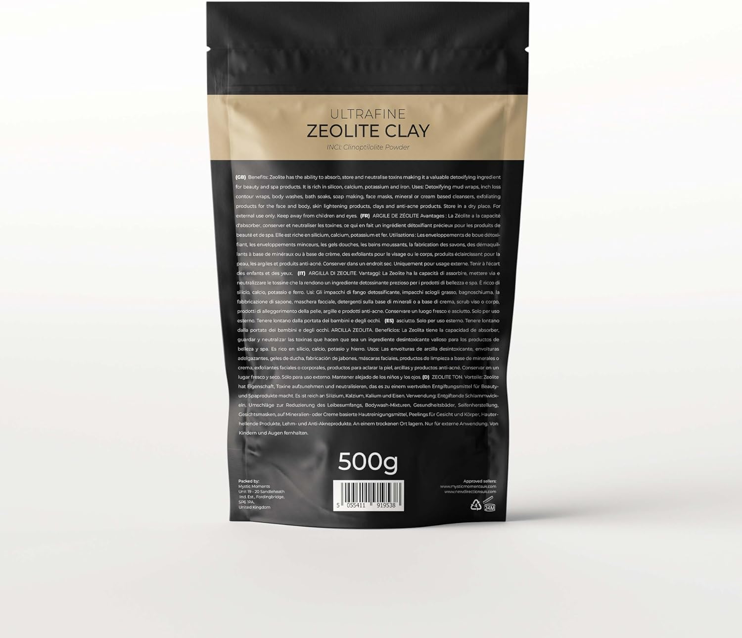 Mystic Moments | Zeolite Ultrafine Natural Clay 500g - Pure & Natural Vegan GMO Free