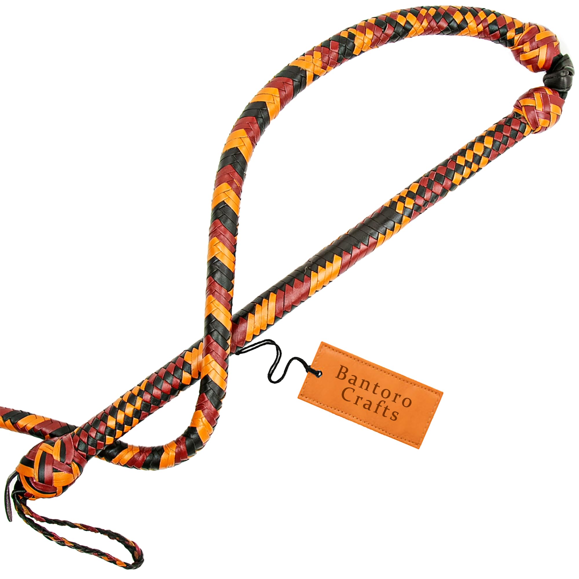 Marrone, Rosso e Nero Frusta 16 trecce Fili Pelle Intrecciata Frusta in Vera Pelle Pancia in Pelle e Supporto in Pelle all'Interno Frusta Che schiocca Forte