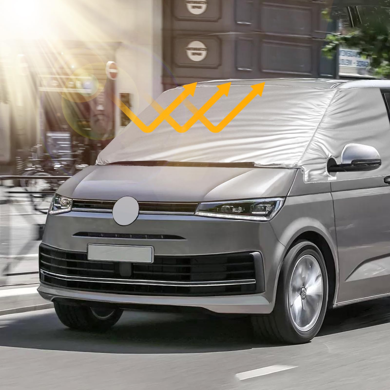 Auto Windschutzscheiben Abdeckung Ersatz für 2021-2026 VW T7, 5 Schichten | Auto Sonnenschutz Frontscheibe, 100% Verdunkelnd, Blockiert UV Strahlen, Wetterfeste Frontscheibe Wrap Cover