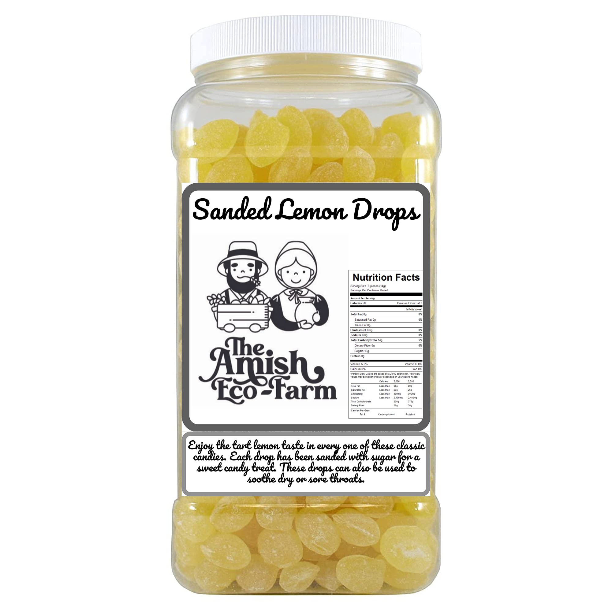 Claey'sOld-Fashioned Sanded Lemon drops | Hard Candy | 6lbs Jar