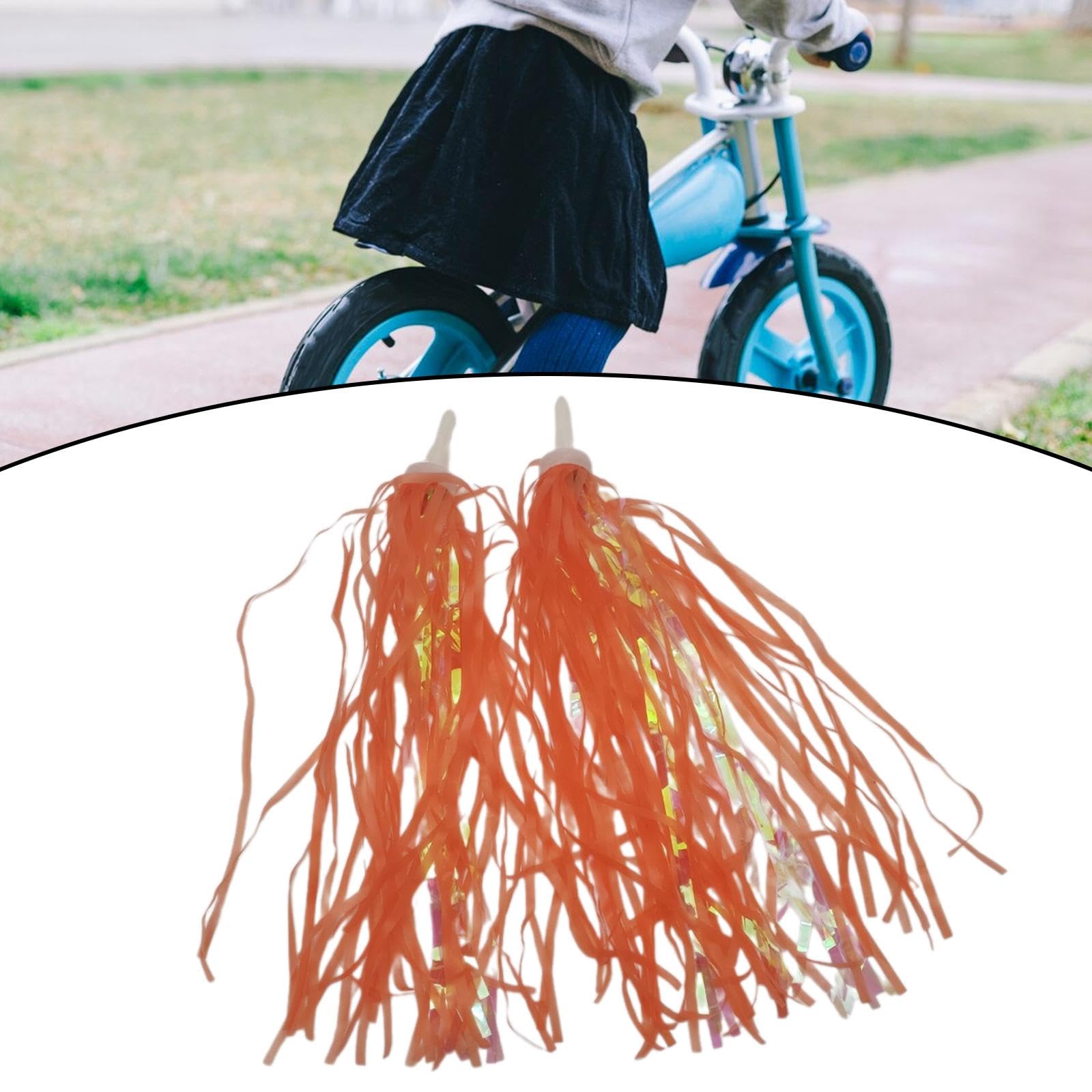 Lot De 2 Rubans Franges Pour Guidon Vélo Enfant – Polyester, Pompons Colorés, Autocollants Réfléchissants étoiles, Bleu Et Multicolore