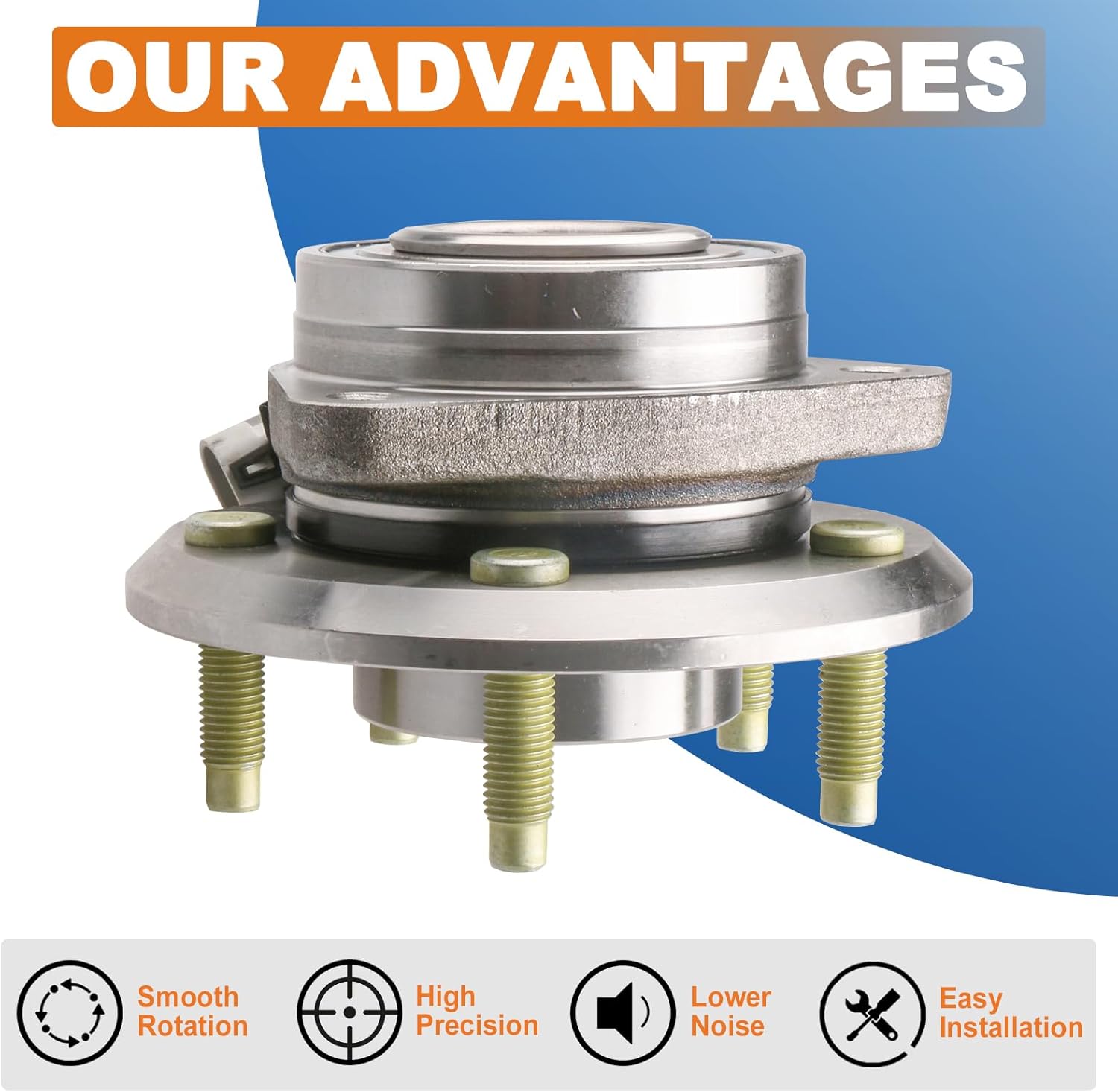 513276 Pair Front Wheel Hub Bearing Assembly Compatible for 2007-2009 Pontiac Torrent Compatible for 2007-2009 Chevy Equinox 5 Lugs W/ABS