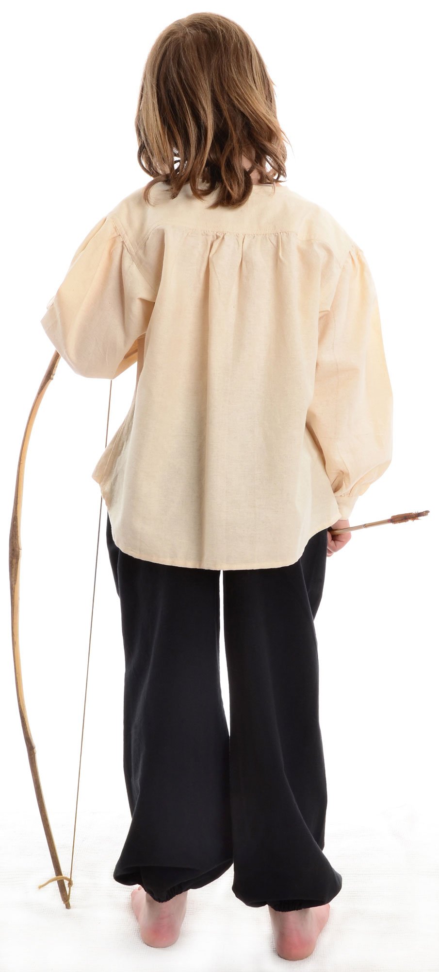 HEMAD Camicia Medievale con Lacci per Bambini in Cotone - Beige S-XXXL - Costume da Cavaliere