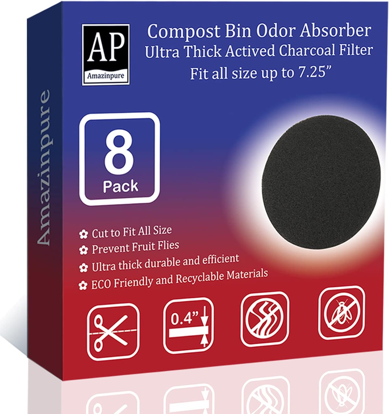 7.25inch Kitchen Compost Bin Charcoal Filter Replacements