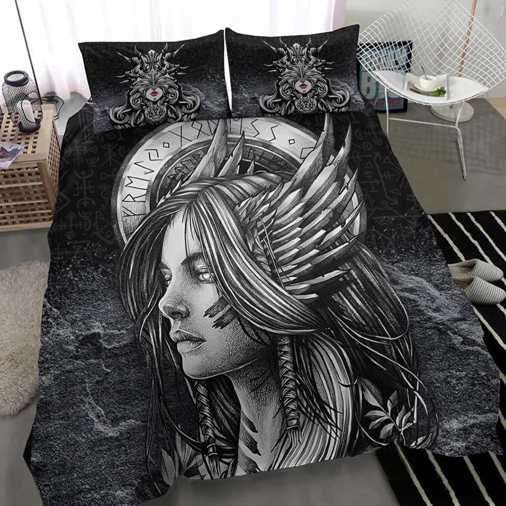Linge de lit Valkyries imprimé 3D avec finitions haut de gamme Sad Viking