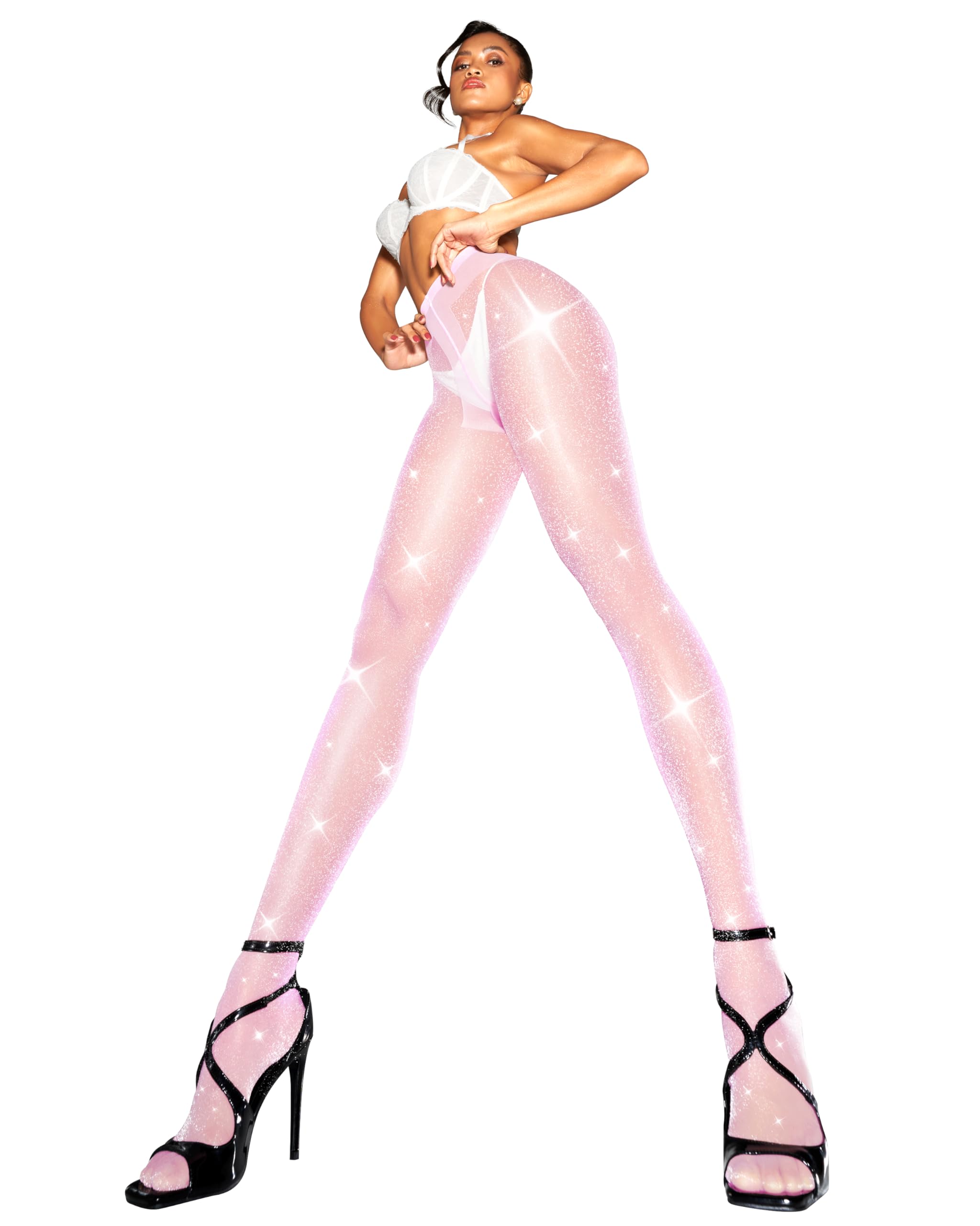 sofsy 15 Den Silky Shimmer Tights Women | High-Waist Sheer Sparkly Pantyhose | Soft & Smooth, Delicate Glitter Luxury