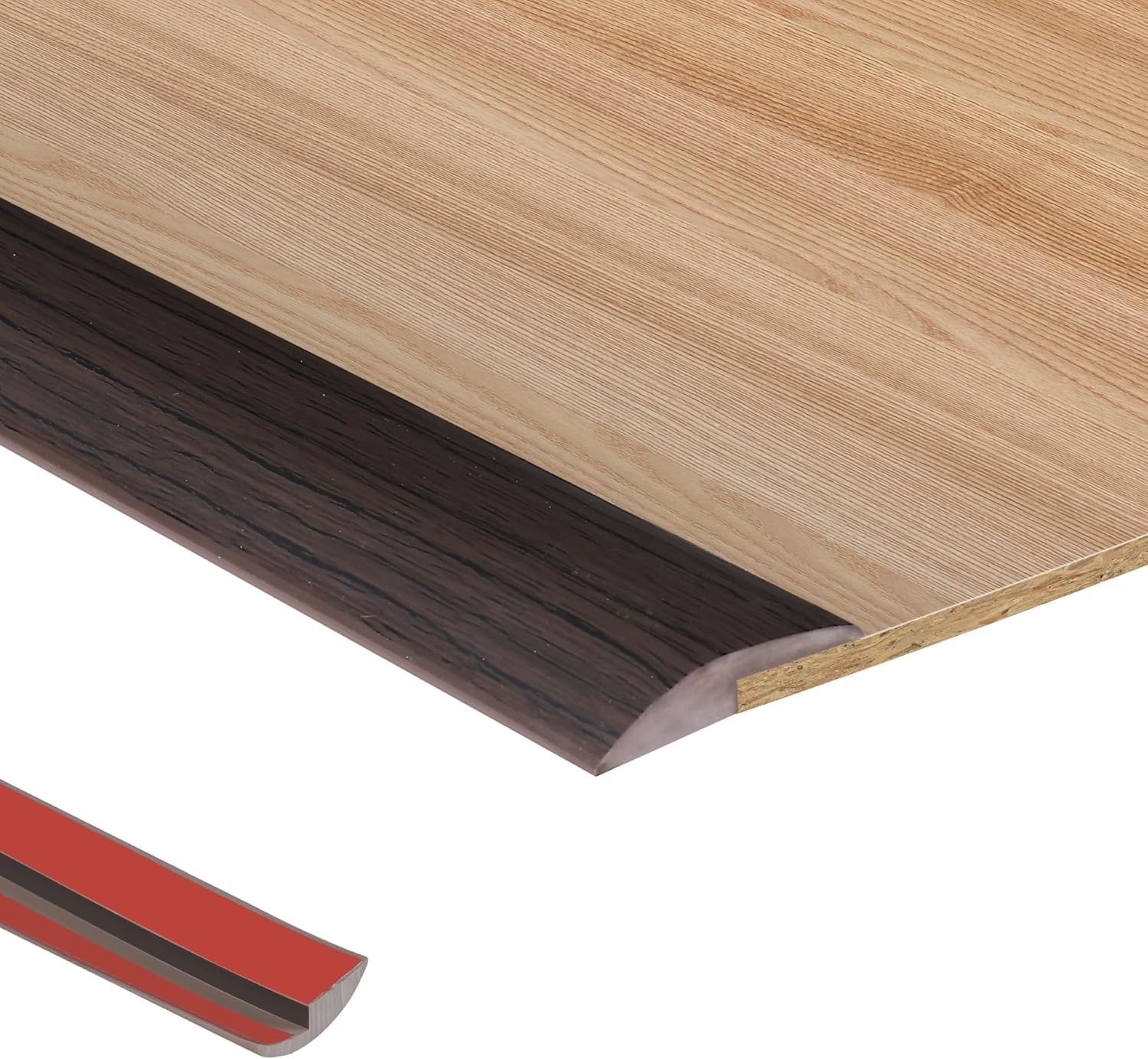 3 Meters Black Walnut Grain Carpet Trim Self Adhesive PVC Laminate Floor Door Doorway Transition Threshold Strip Tile Edgings Rubber Flooring Edge Strip(Cover Height Within 5mm)