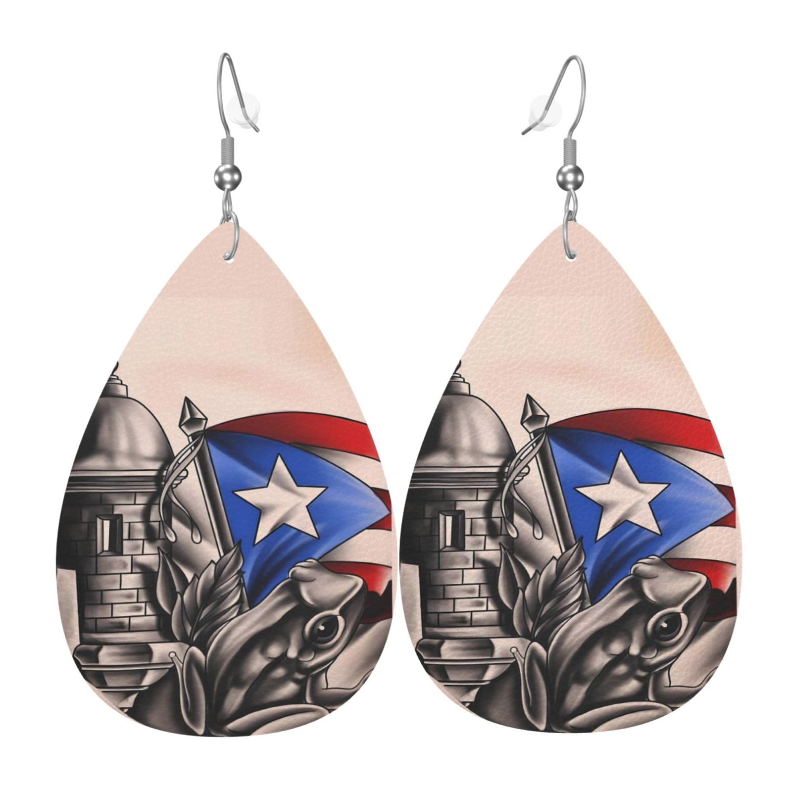 Noasqll Faux Leather Teardrop Earrings Double-Sided Drop Dangle Earrings For Women Ears Accessories